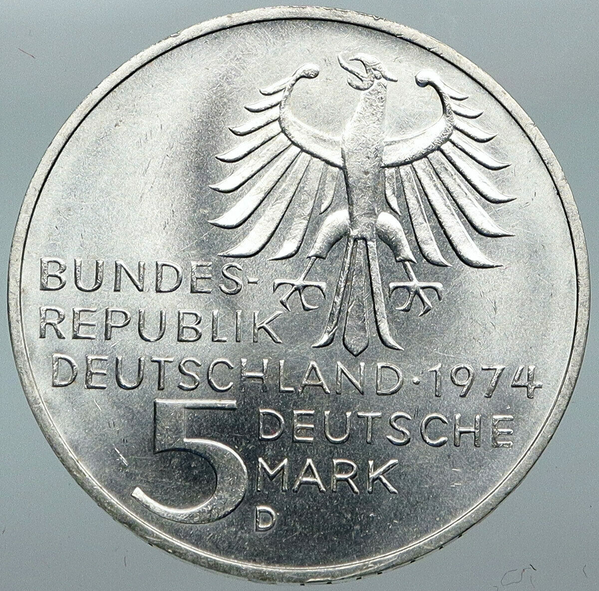 1974 GERMANY Immanuel Kant Philosopher VINTAGE Silver German 5 Mark Coin i88542