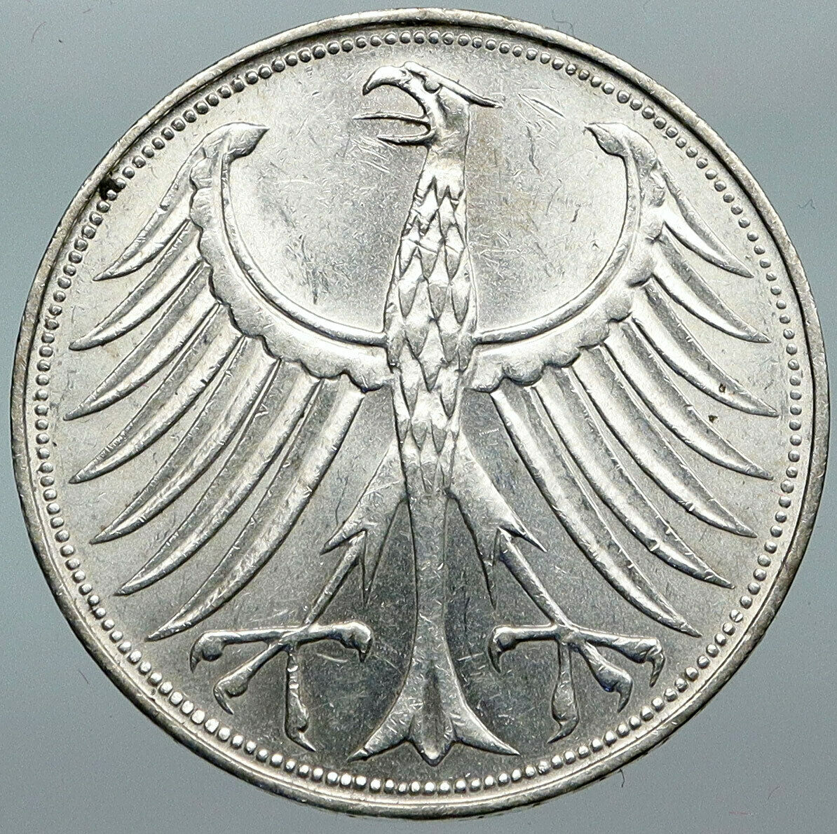 1963 D GERMANY Vintage Winged Eagle OLD German Large 5 Mark Silver Coin i88545