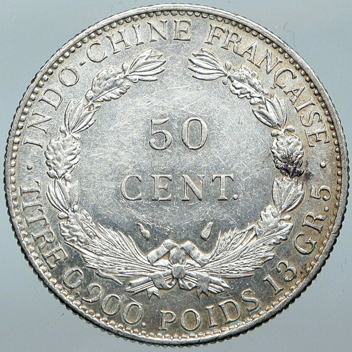 1936 A FRENCH INDO-CHINA Vintage Silver 50 Cent Coin OLD France Republic i88494