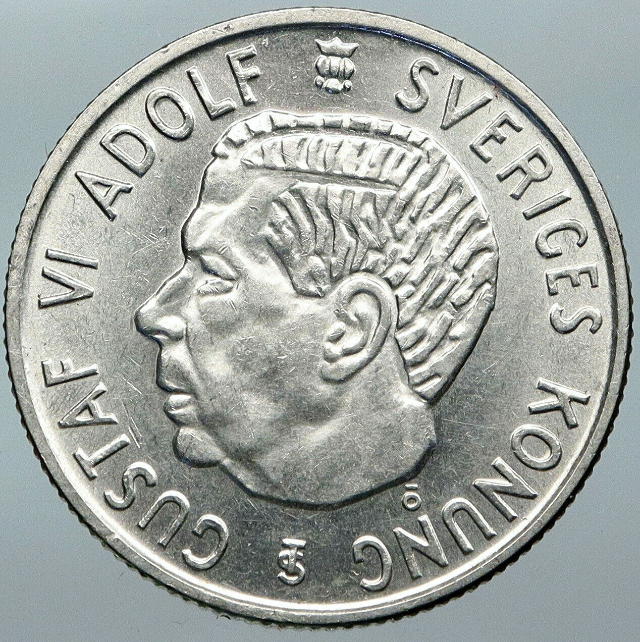 1961 SWEDEN Antique Silver 2 Kronor w KING Gustav VI SWEDISH Vintage Coin i88499