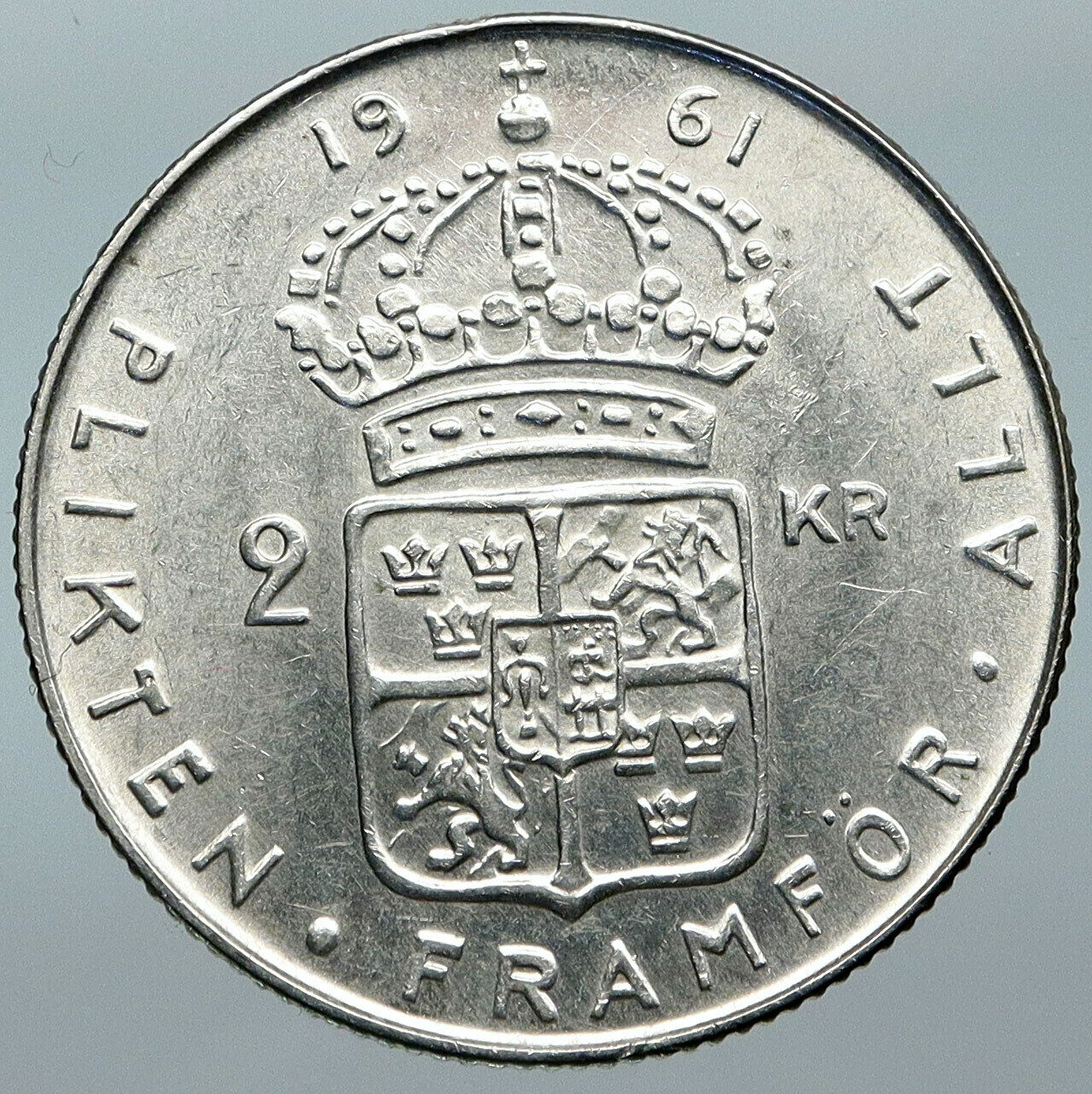 1961 SWEDEN Antique Silver 2 Kronor w KING Gustav VI SWEDISH Vintage Coin i88499