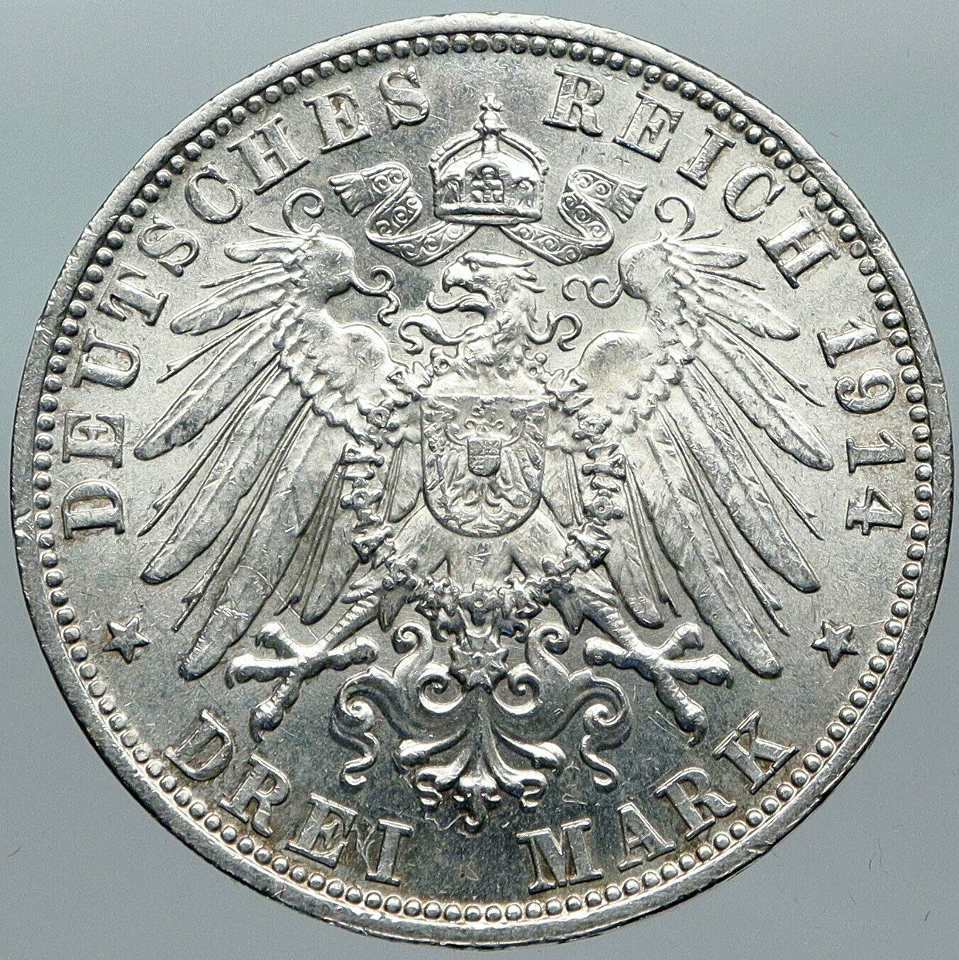 1911 D GERMANY German States BAVARIA King LUDWIG III Silver 3 Mark Coin i88451