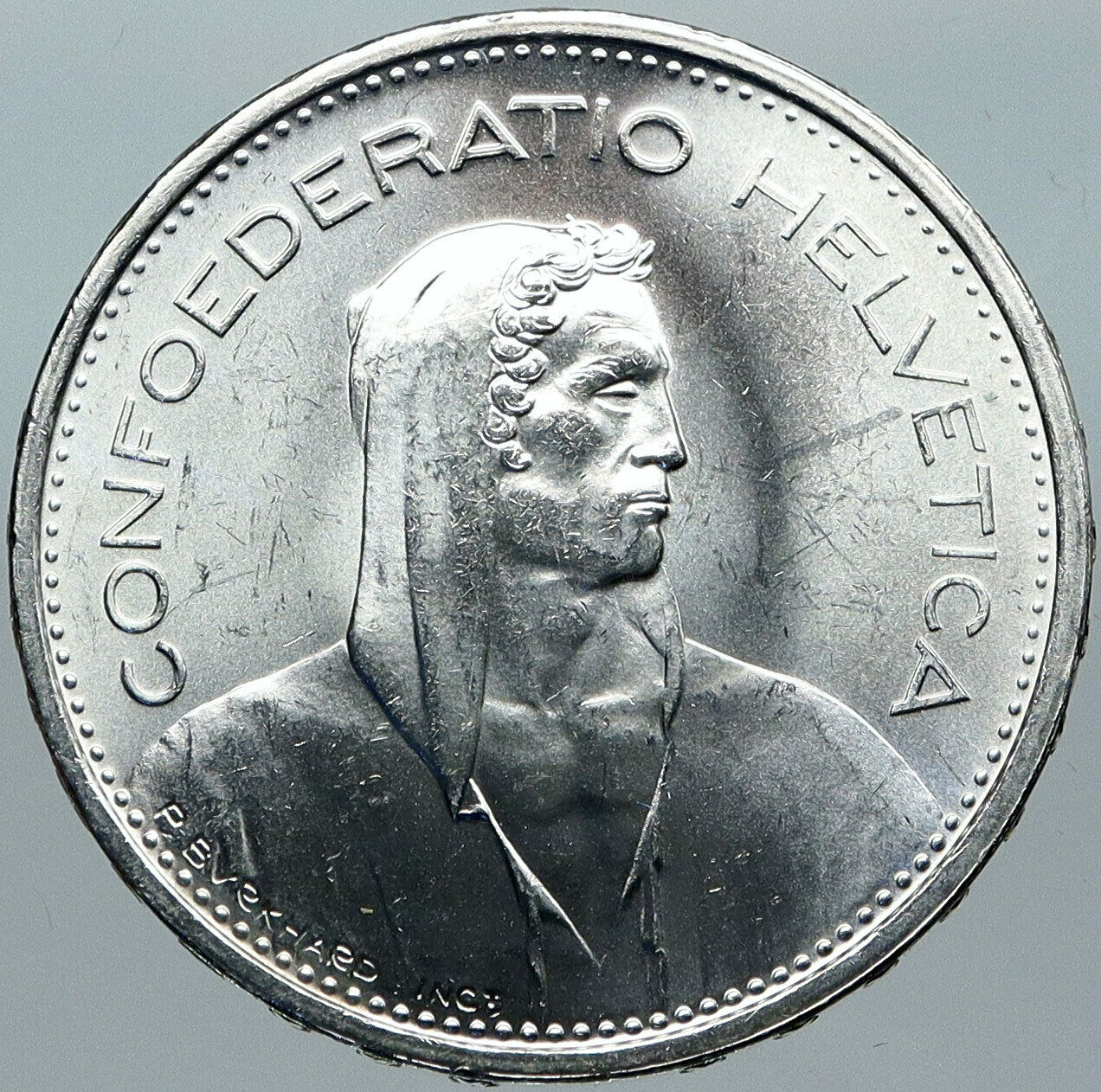 1966 B Switzerland Founding HERO WILLIAM TELL 5 Francs Silver Swiss Coin i88445