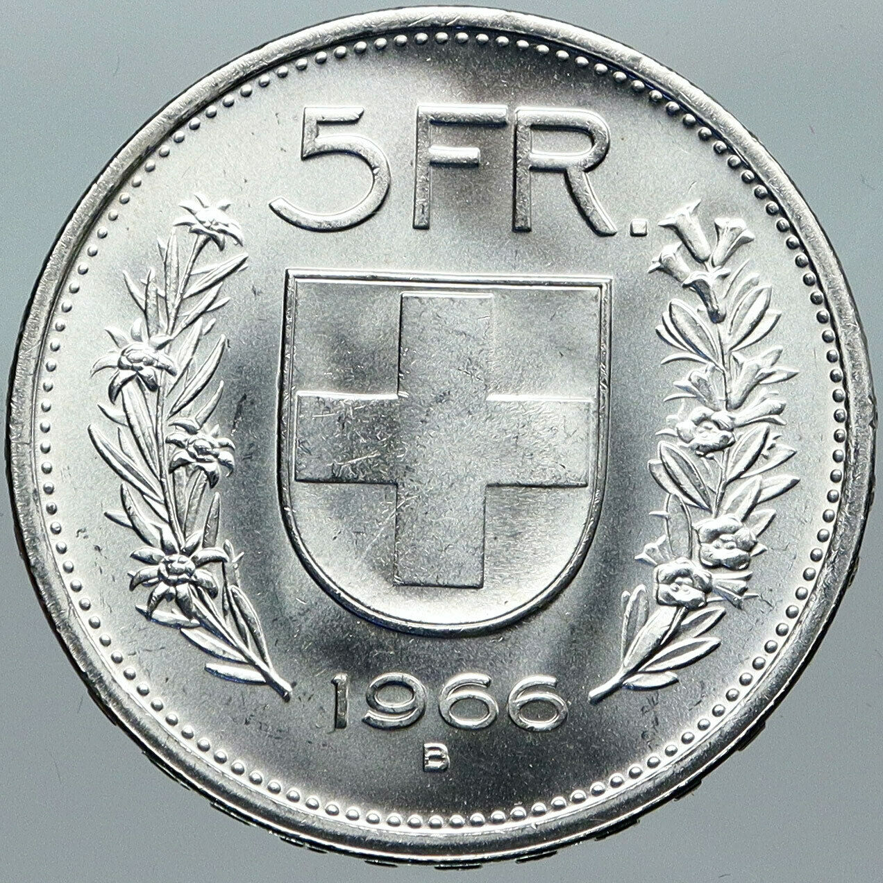 1966 B Switzerland Founding HERO WILLIAM TELL 5 Francs Silver Swiss Coin i88445