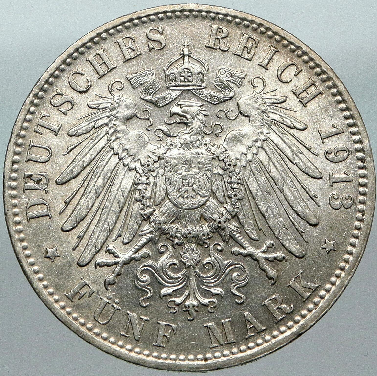 1918 GERMANY Bavaria Ruled by Otto I w Eagle Antique Silver 5 Marks Coin i88392