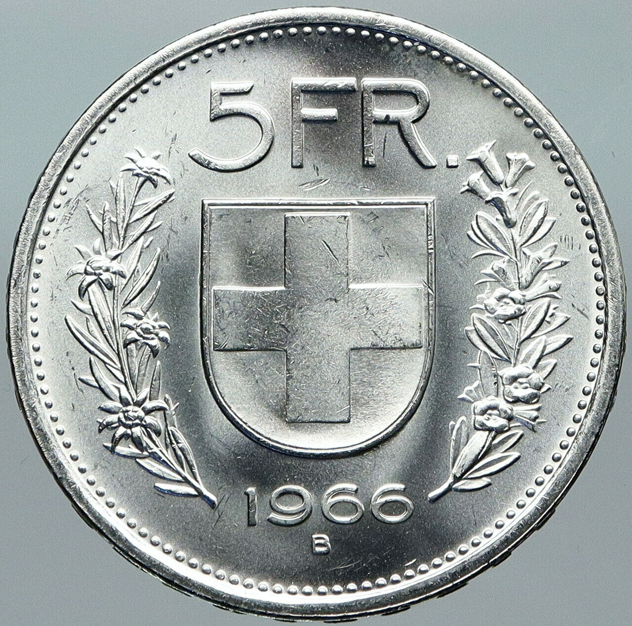 1966 B Switzerland Founding HERO WILLIAM TELL 5 Francs Silver Swiss Coin i88448