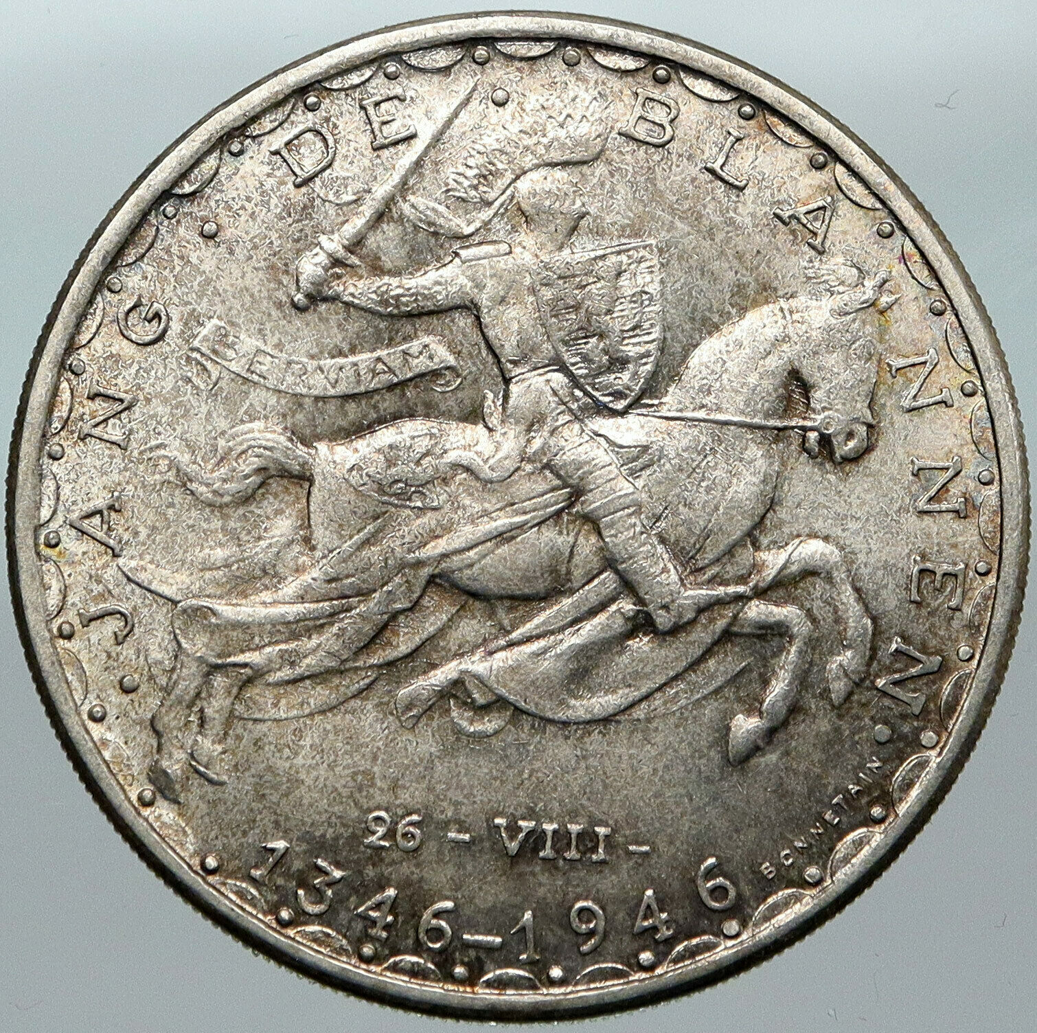 1946 LUXEMBOURG Duchess Charlotte John the Blind VINTAGE Silver 100F Coin i88389