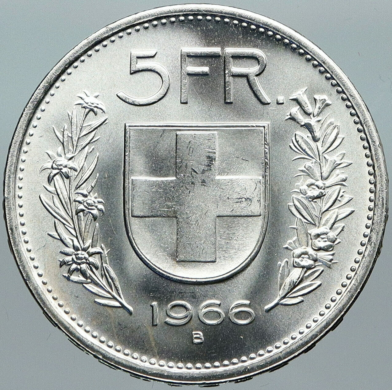 1966 B Switzerland Founding HERO WILLIAM TELL 5 Francs Silver Swiss Coin i88444