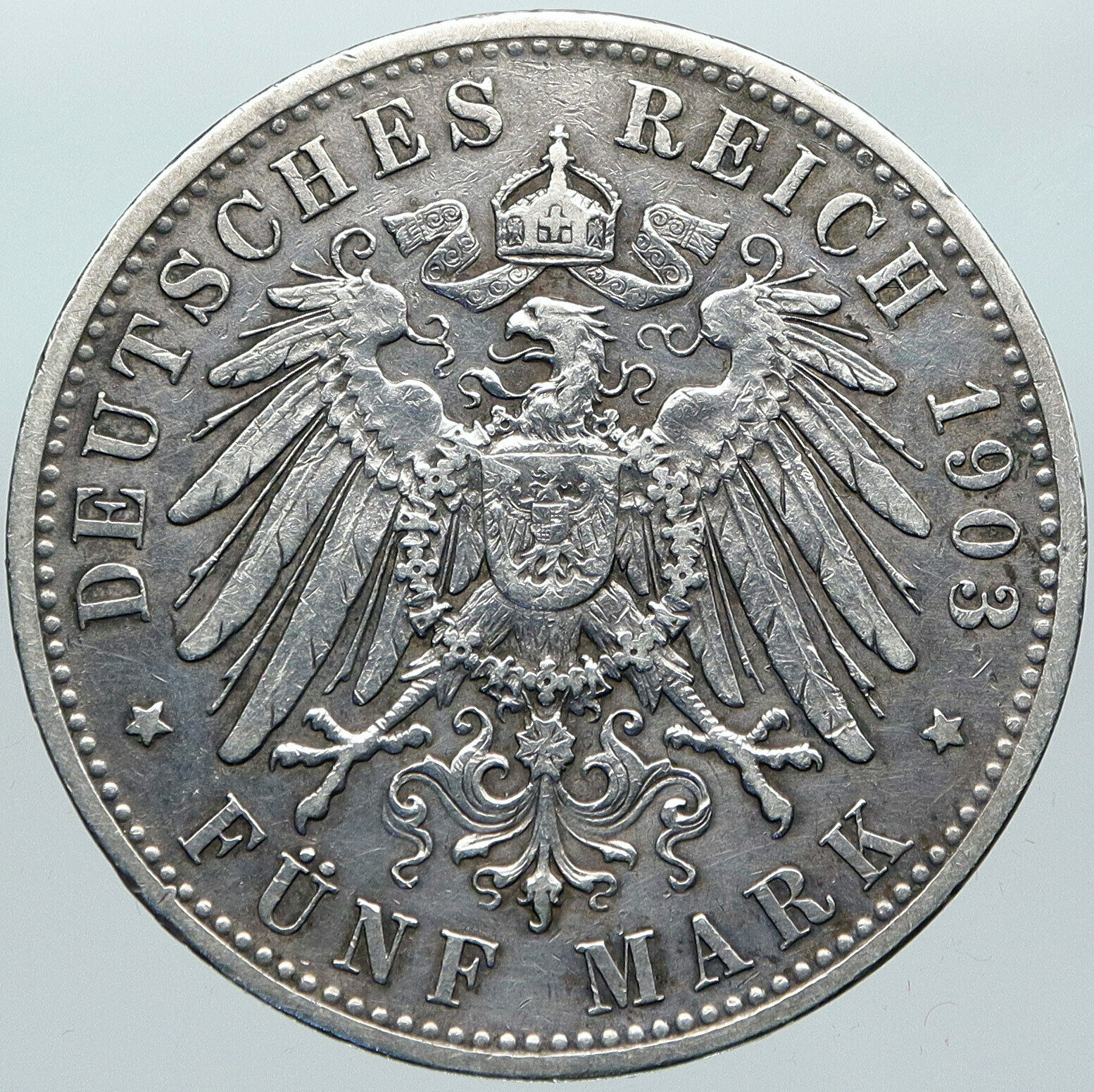 1902 GERMANY Bavaria Ruled by Otto I w Eagle Antique Silver 5 Marks Coin i88449