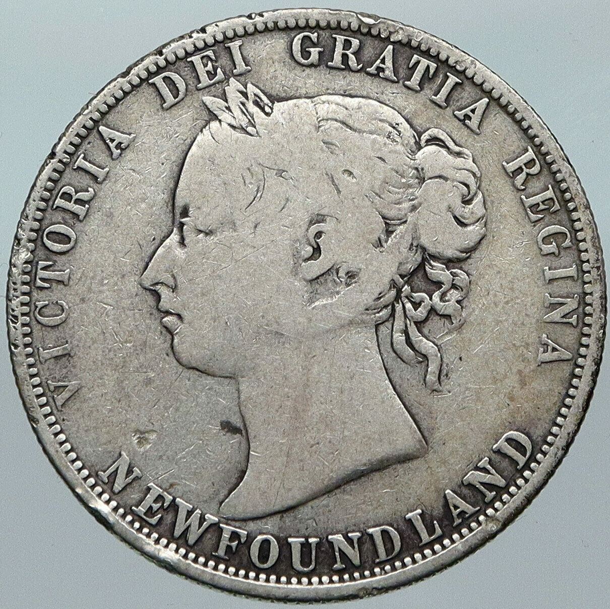 1899 CANADA NEWFOUNDLAND UK Queen VICTORIA Genuine Silver 50 Cent Coin i88440