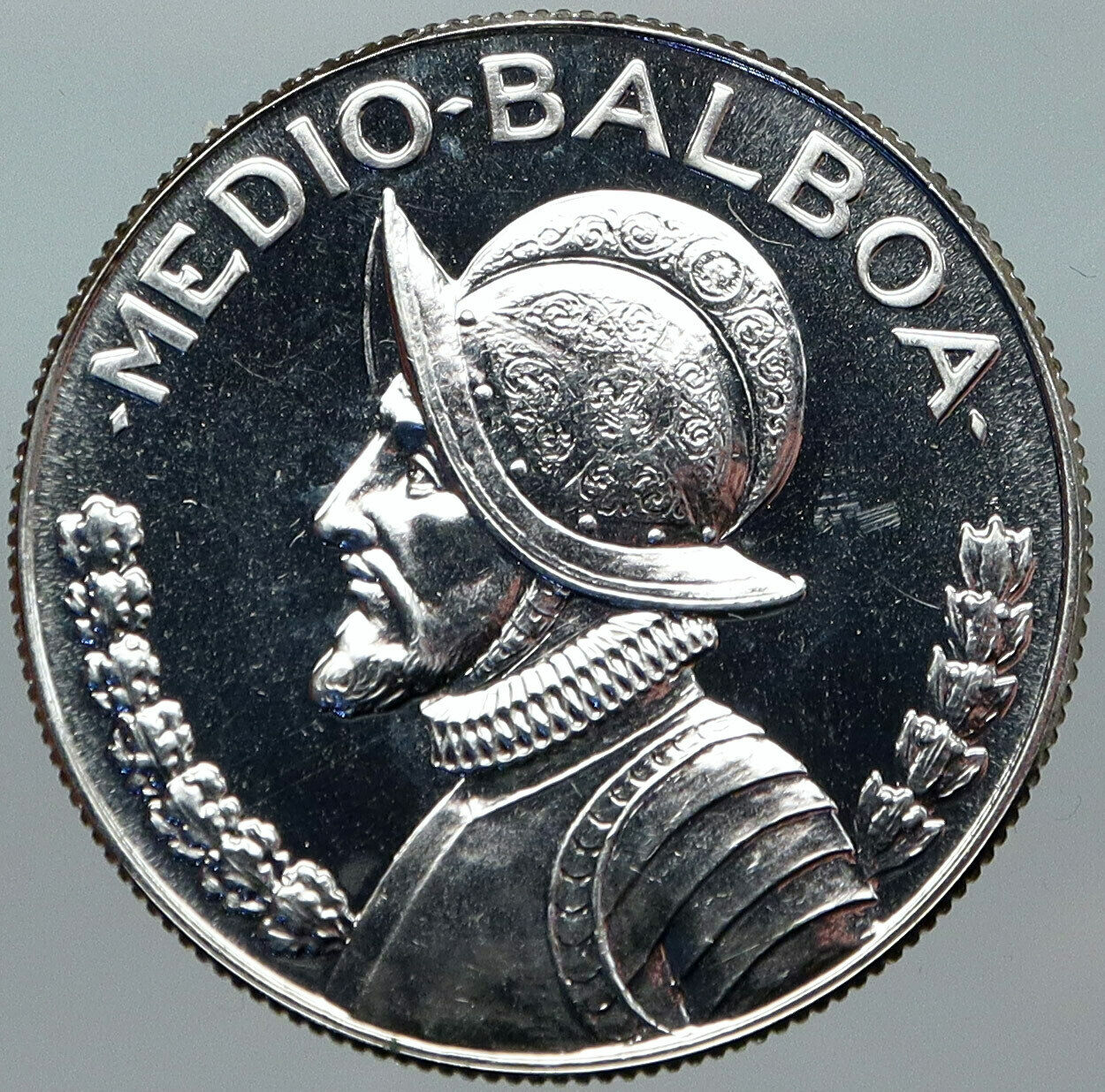 1967 PANAMA Spanish Conquistador Hero VINTAGE OLD Silver 1/2 BALBOA Coin i88414