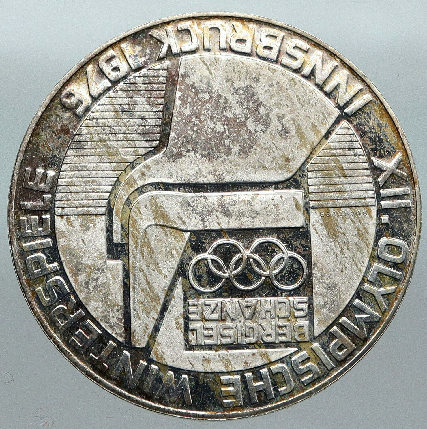 1976 Innsbruck WINTER Olympic Games AUSTRIA - SILVER 100 Schilling Coin i88401