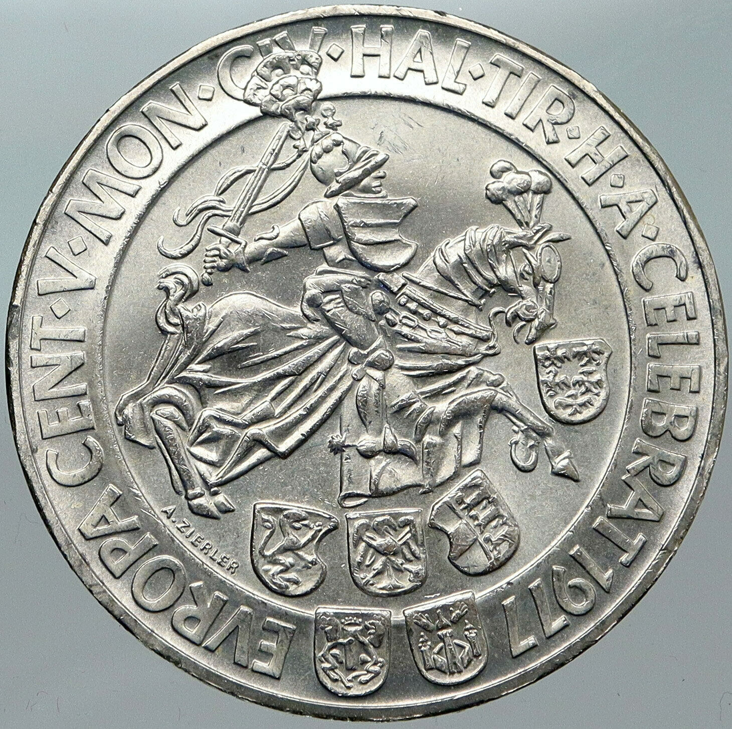 1977 AUSTRIA Horseman Hall Mint 500 Yrs VINTAGE Silver 100 Schilling Coin i88432