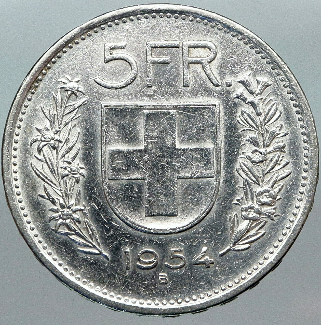 1954 B Switzerland Founding HERO WILLIAM TELL 5 Francs Silver Swiss Coin i88418