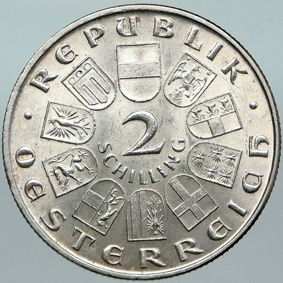 1936 AUSTRIA Austrian WALTHER VD VOGELWEIDE Eagle Silver 2 Schilling Coin i88424