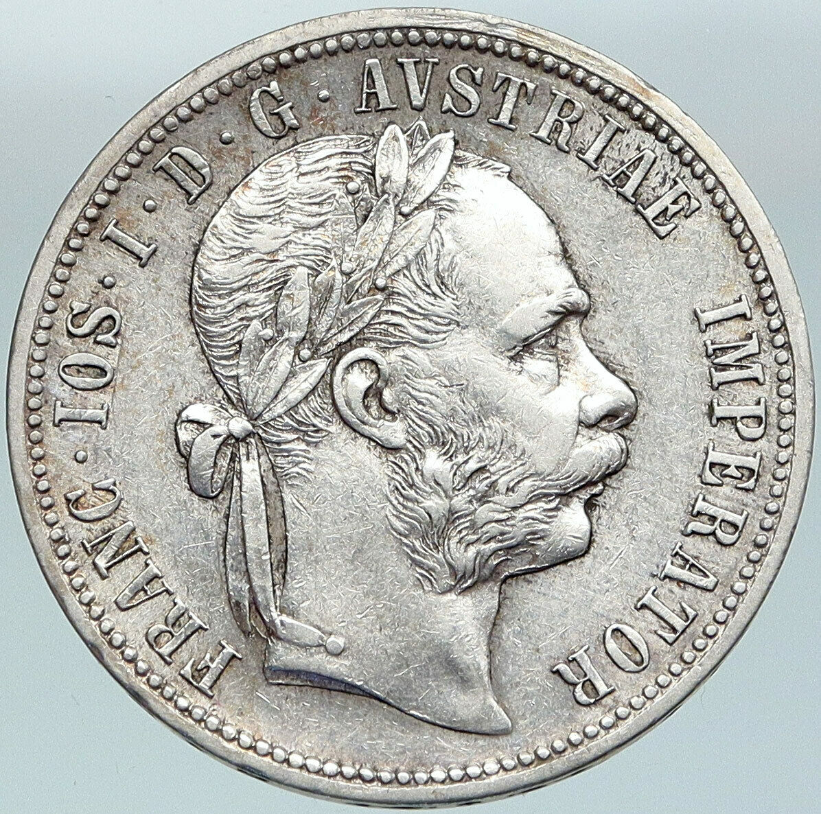 1878 AUSTRIA King FRANZ JOSEPH I Vintage Antique Silver Florin Coin i88320