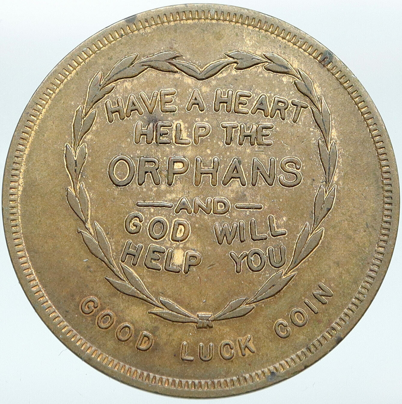 1910's USA New York Help NYC JEWISH ORPHANAGE Good Luck Old Vintage Medal i88317