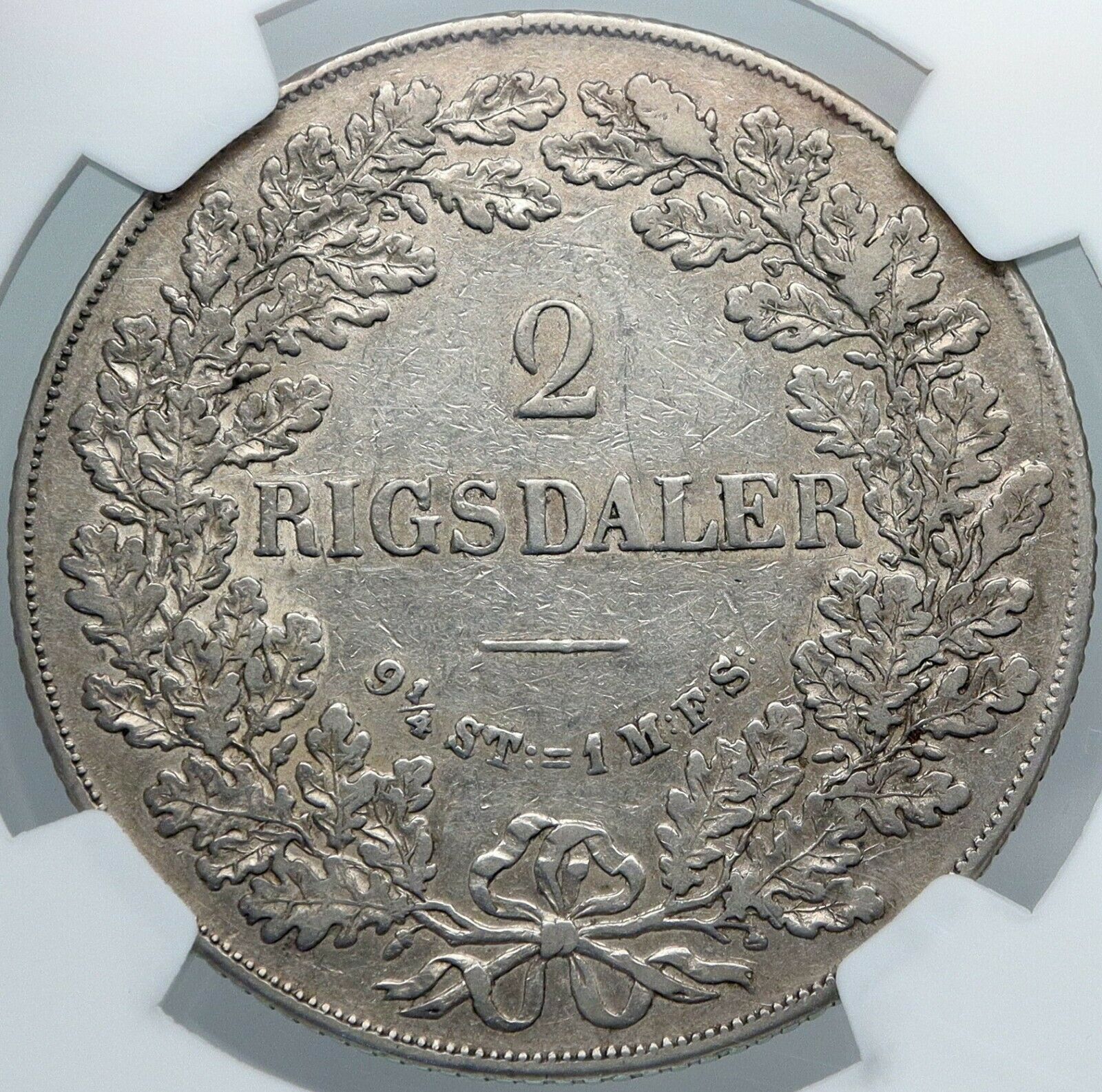 1854 FKVS DENMARK King Frederick VII ANTIQUE Silver 2 Rigsdaler Coin NGC i88753