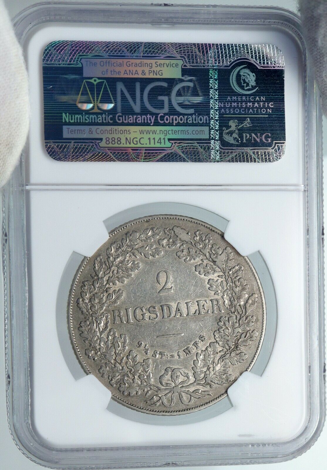 1854 FKVS DENMARK King Frederick VII ANTIQUE Silver 2 Rigsdaler Coin NGC i88753