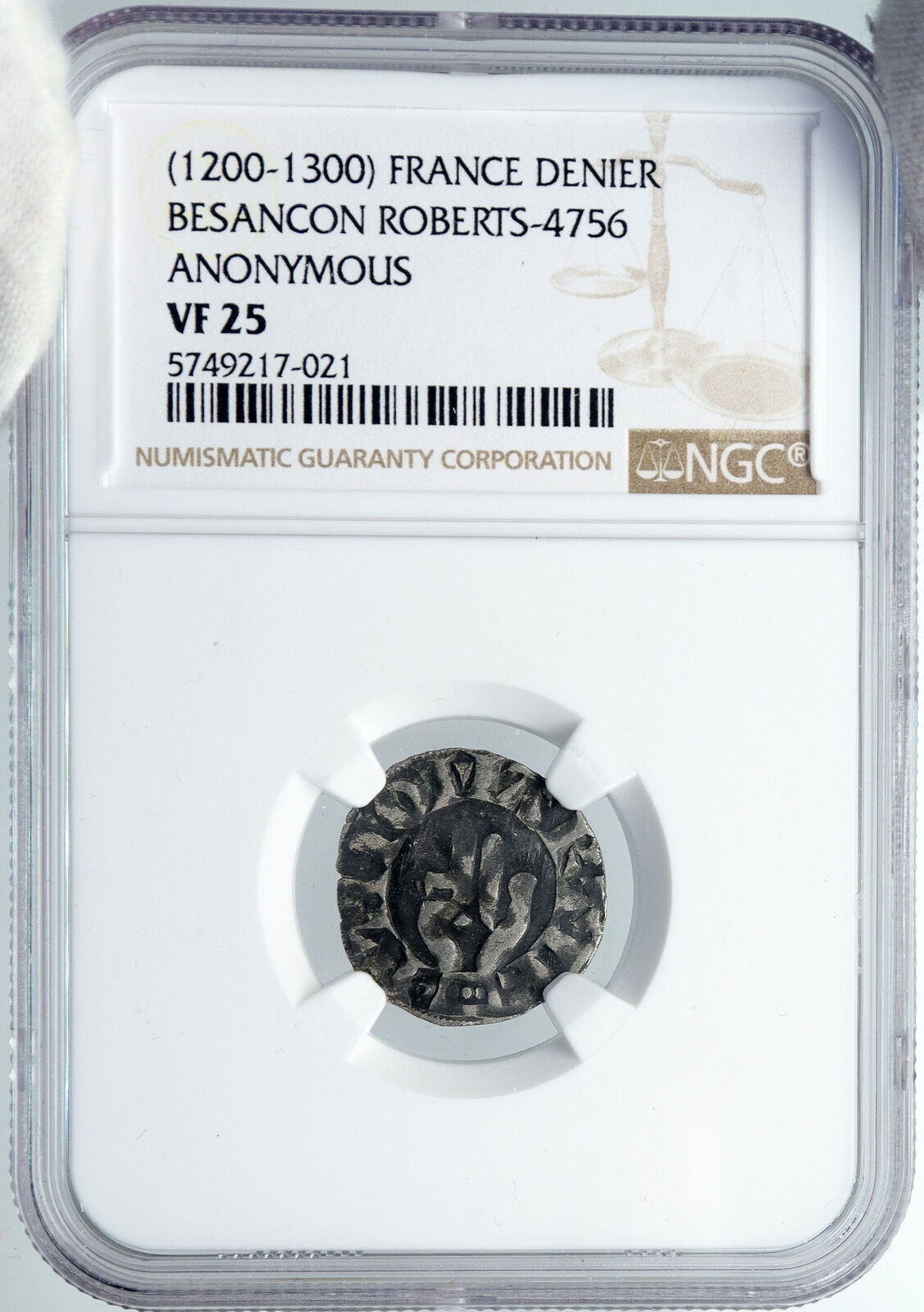 1200AD FRANCE Archbishopric BESANCON Old Silver Denier Medieval NGC Coin i88555