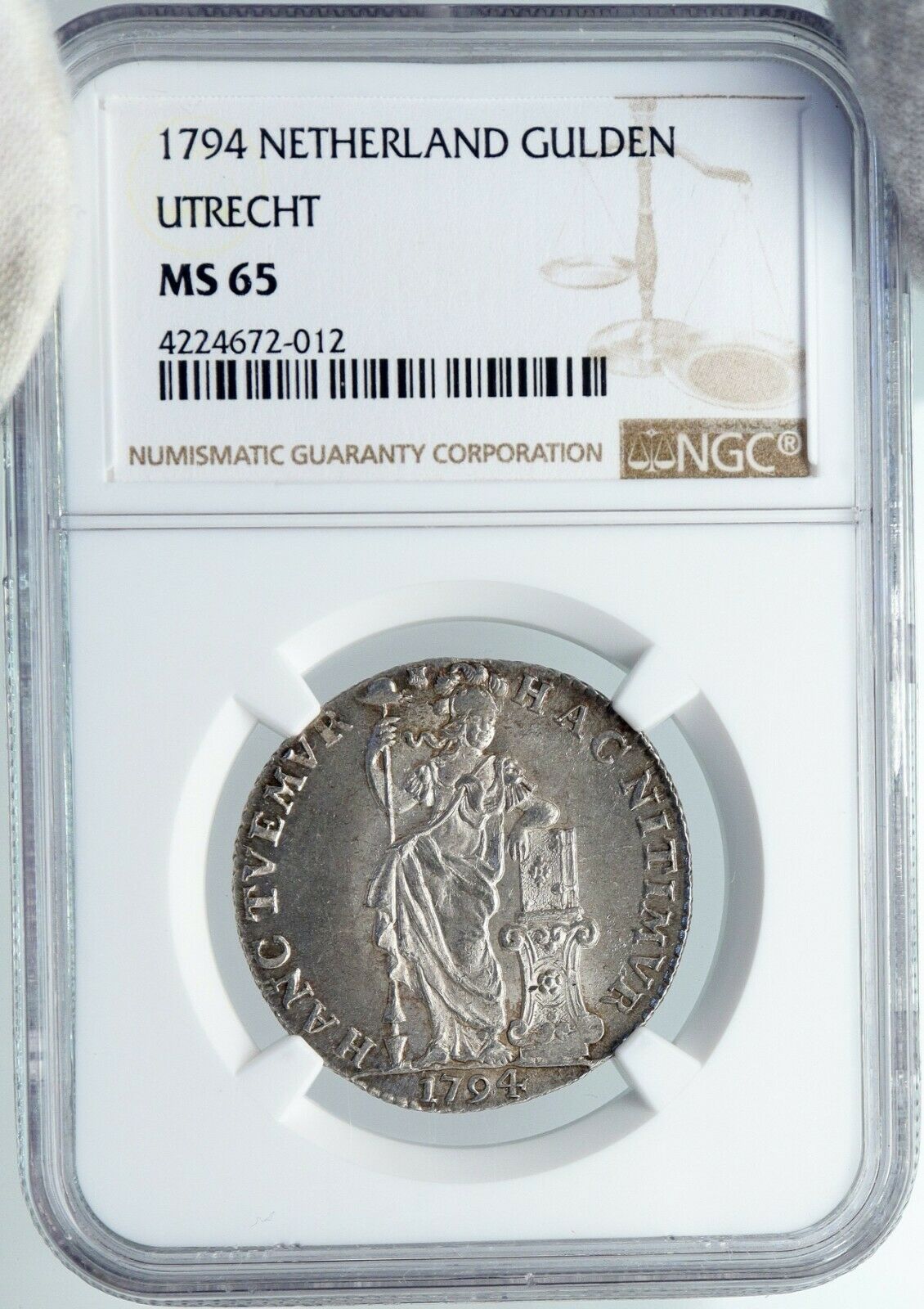 1794 NETHERLANDS Dutch Republic UTRECHT ANTIQUE Silver Gulden Coin NGC i88760