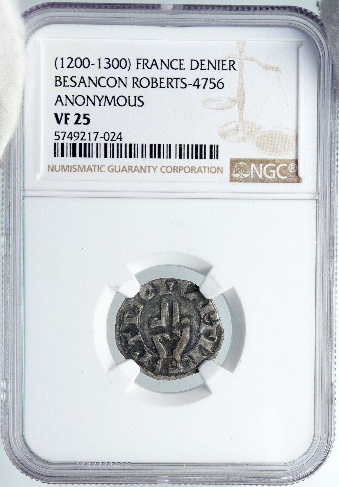 1200AD FRANCE Archbishopric BESANCON Old Silver Denier Medieval NGC Coin i88556