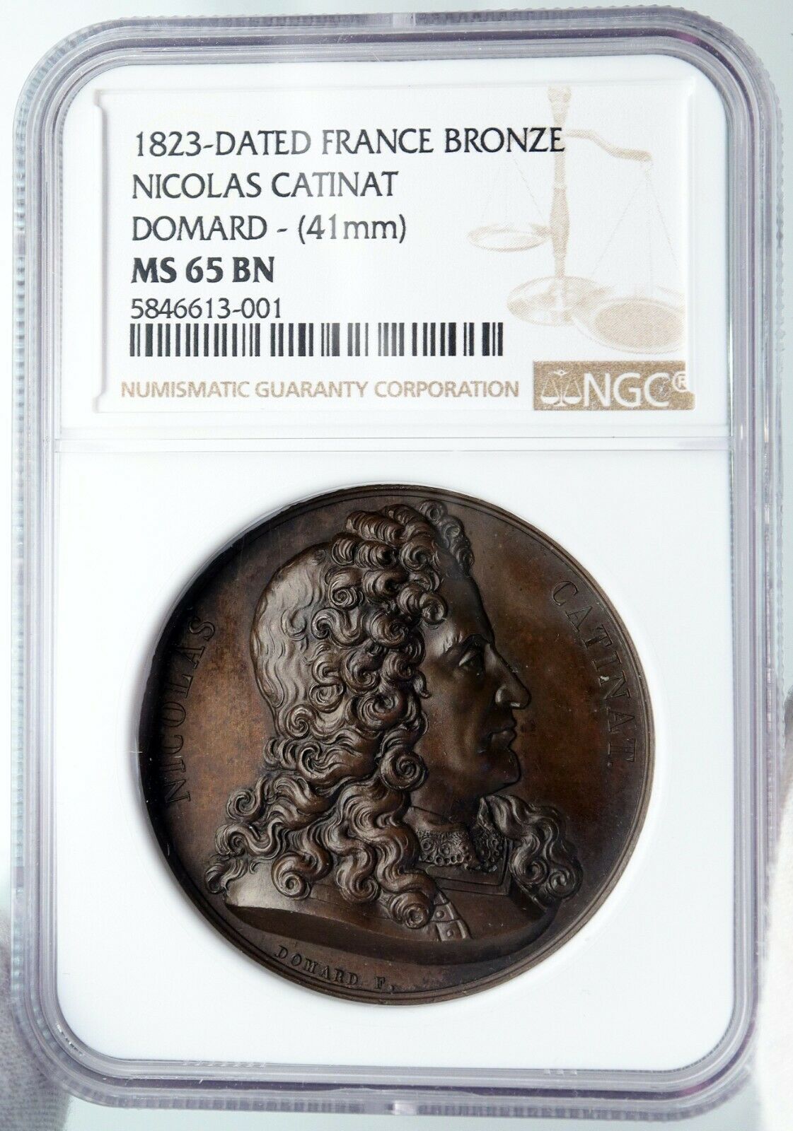 1823 FRANCE Nicolas Catinat Domard ANTIQUE FRENCH Vintage Jeton Medal NGC i88553