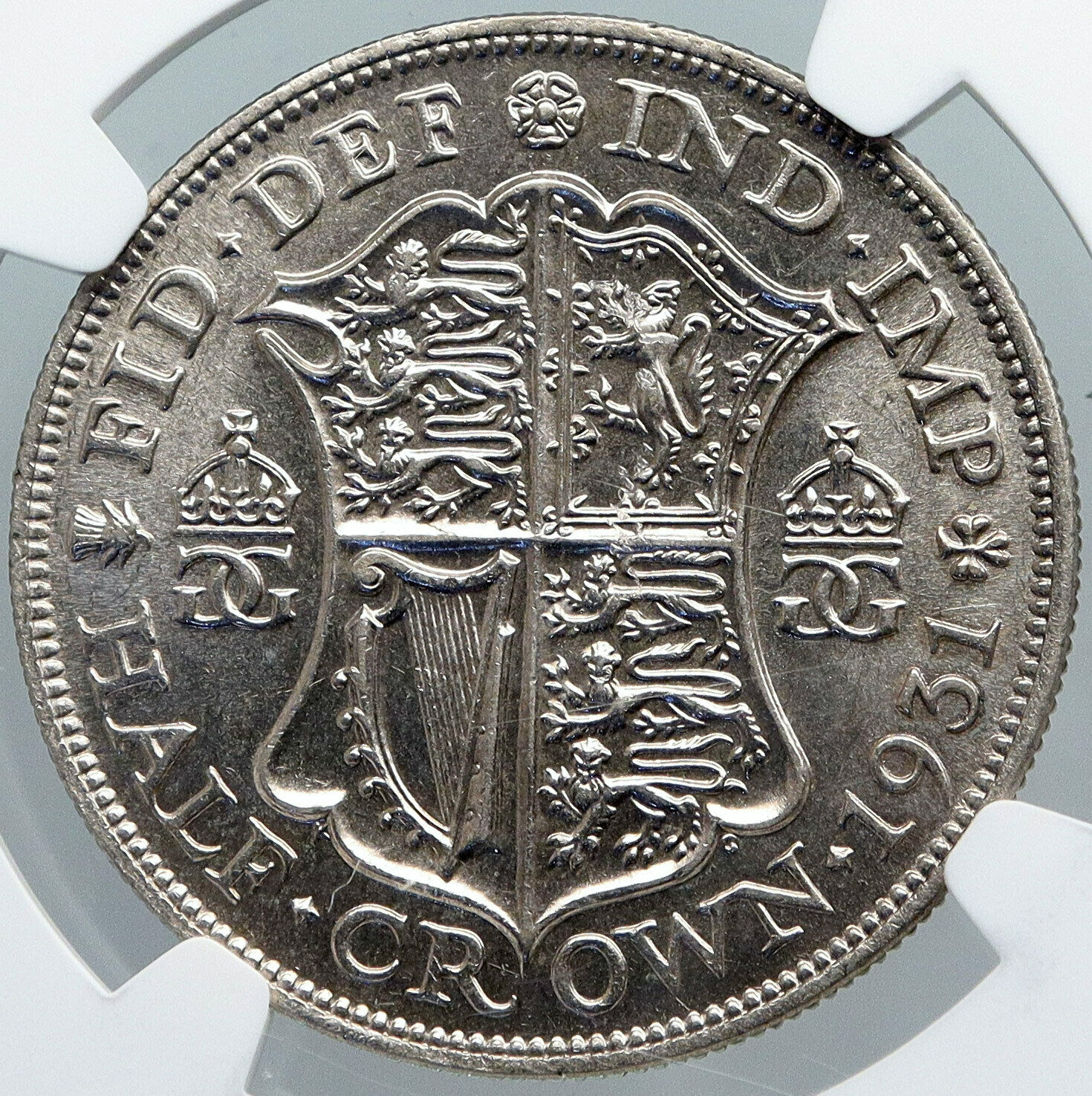 1931 Great Britain UK KING GEORGE V Vintage Silver Half Crown Coin NGC i88561