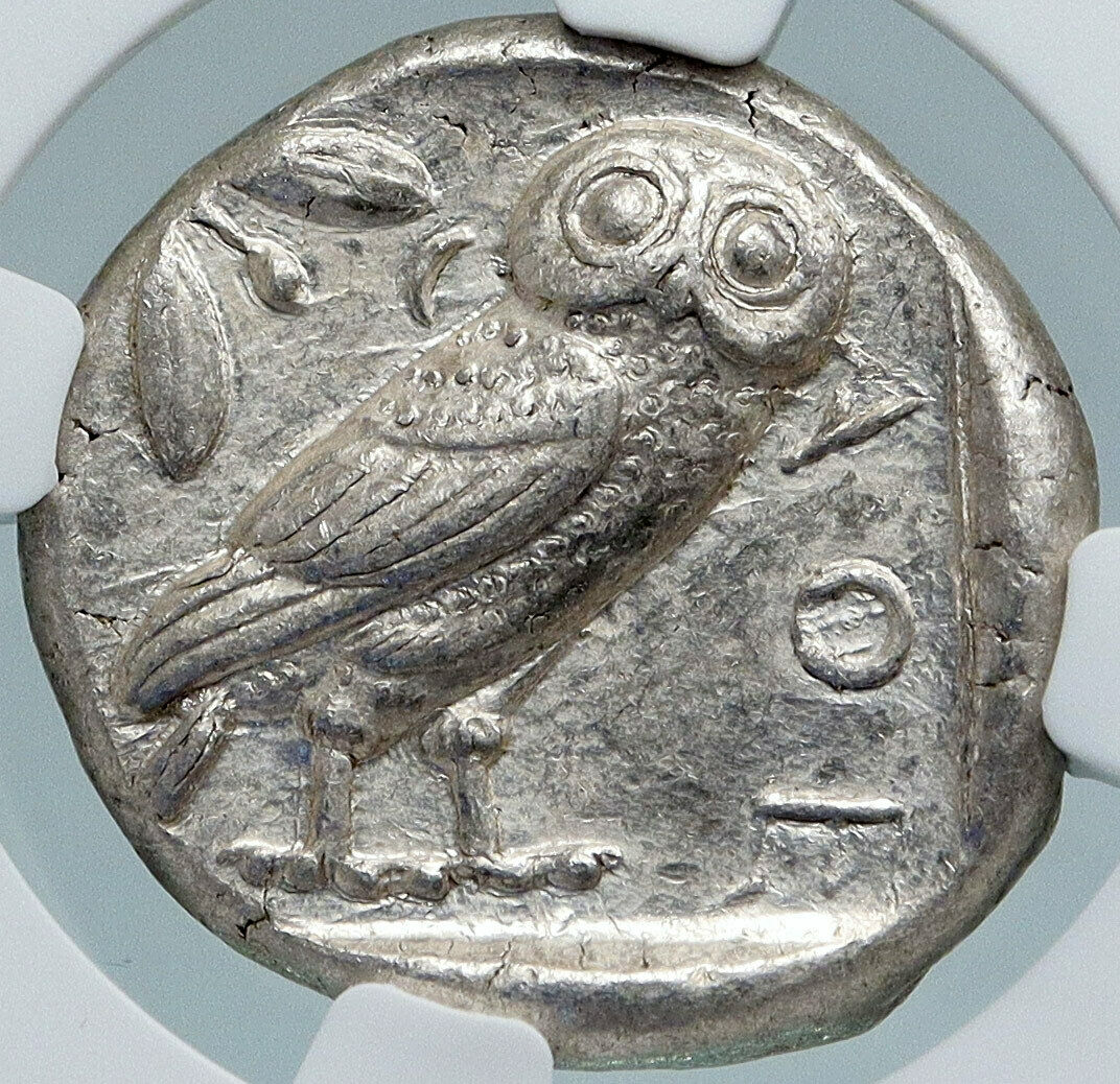 ATHENS Greece 455BC Ancient Silver Greek TETRADRACHM Coin Athena Owl NGC i87807