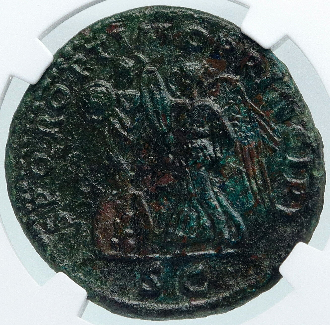 TRAJAN Authentic Ancient Roman Dupondius Coin 106AD Rome VICTORY NGC i87798