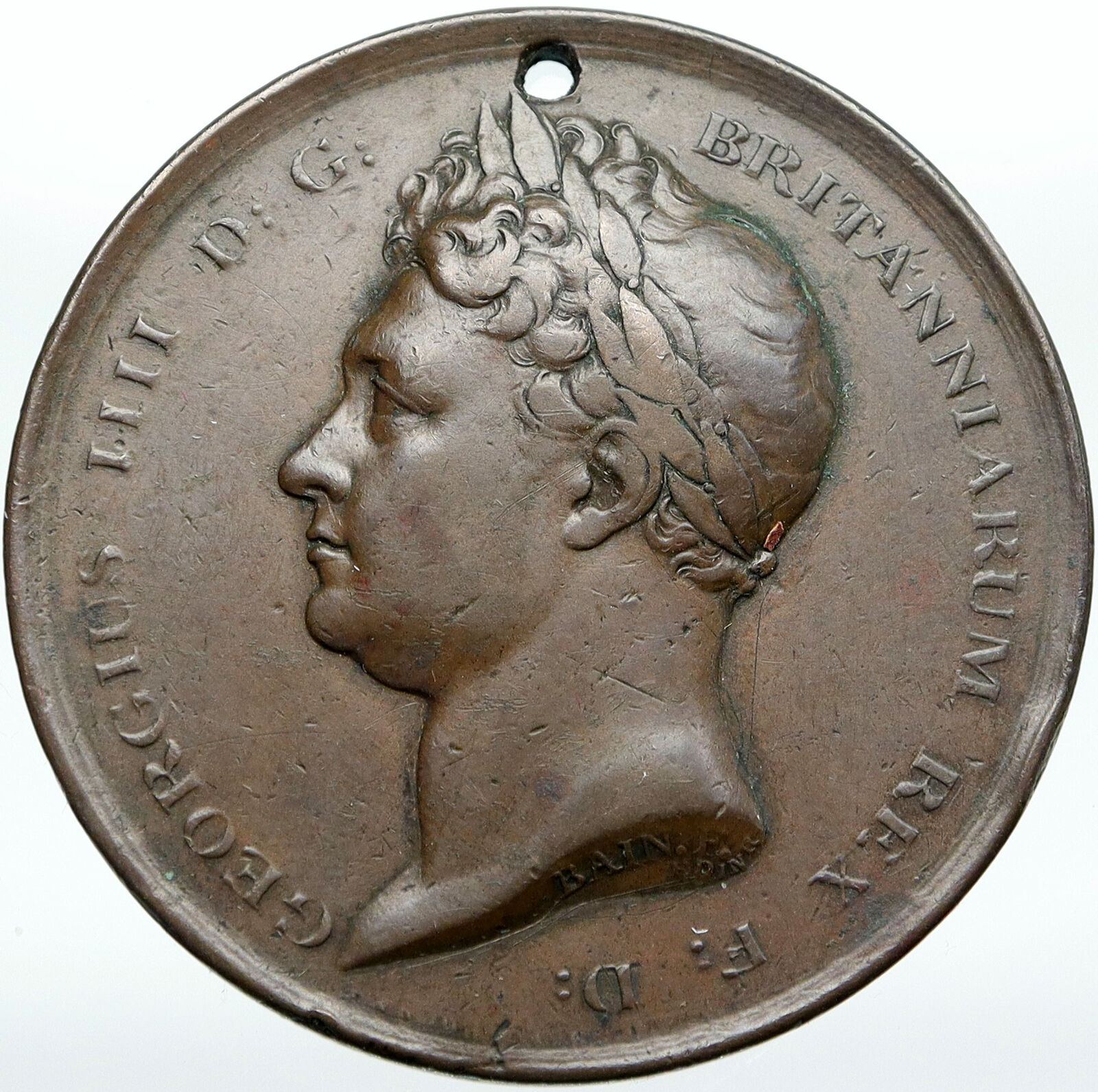 1822 Great Britain UK King GEORGE IV VISITS SCOTLAND Antique OLD Medal i88302