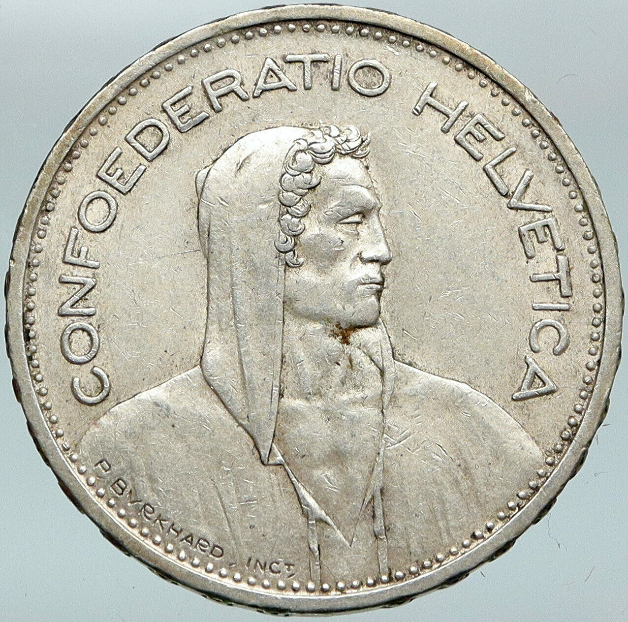 1965 Switzerland Founding HERO WILLIAM TELL 5 Francs Silver Swiss Coin i88303