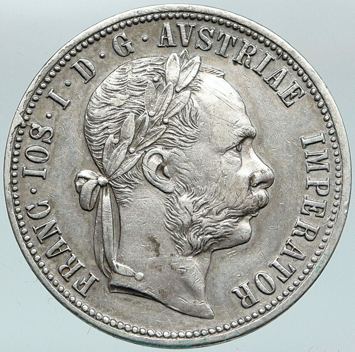 1879 AUSTRIA King FRANZ JOSEPH I Genuine Antique Silver Florin Coin i88298