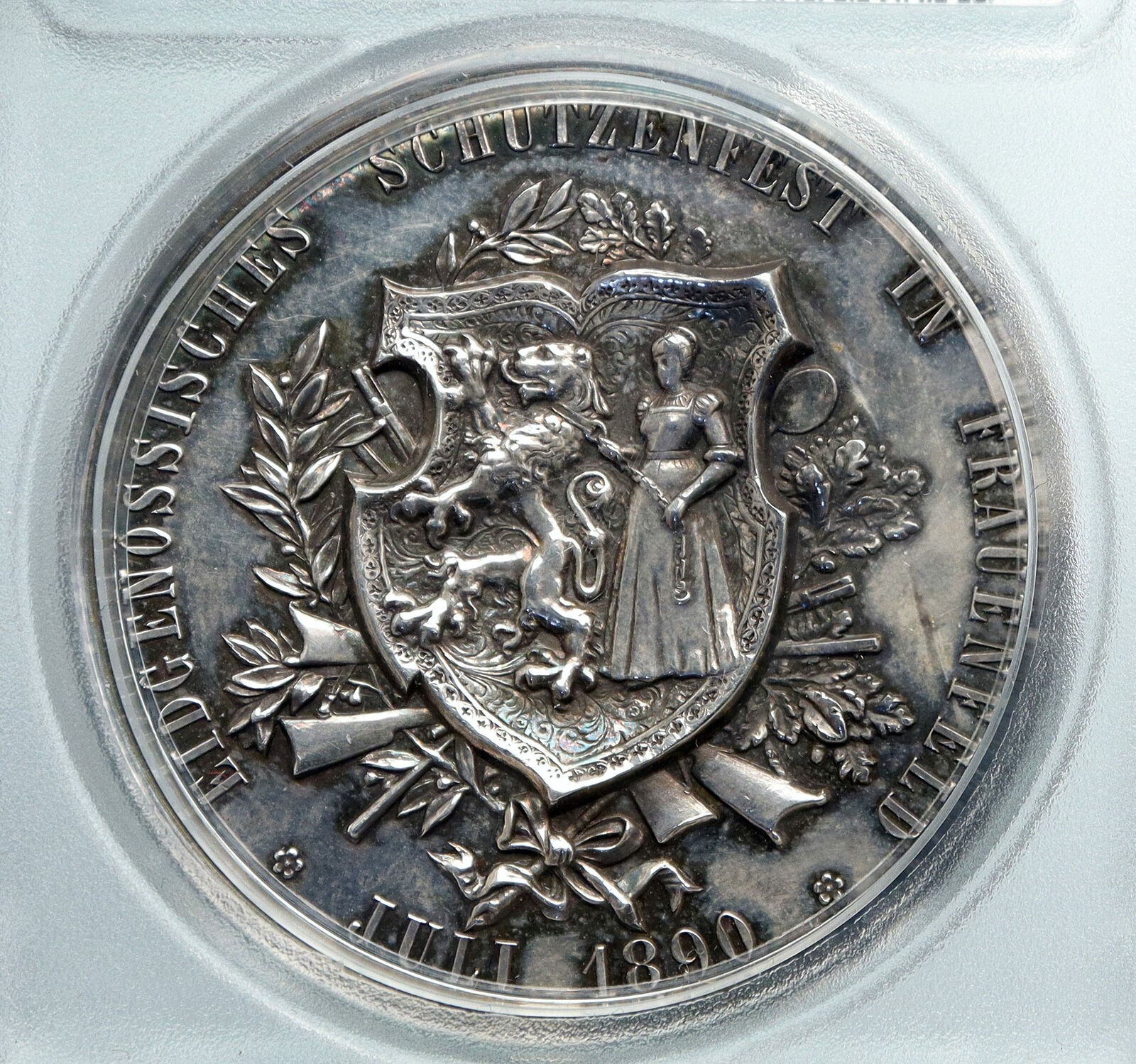 1890 SWITZERLAND Frauenfeld Shooting Festival OLD Swiss Silver Medal PCGS i88867