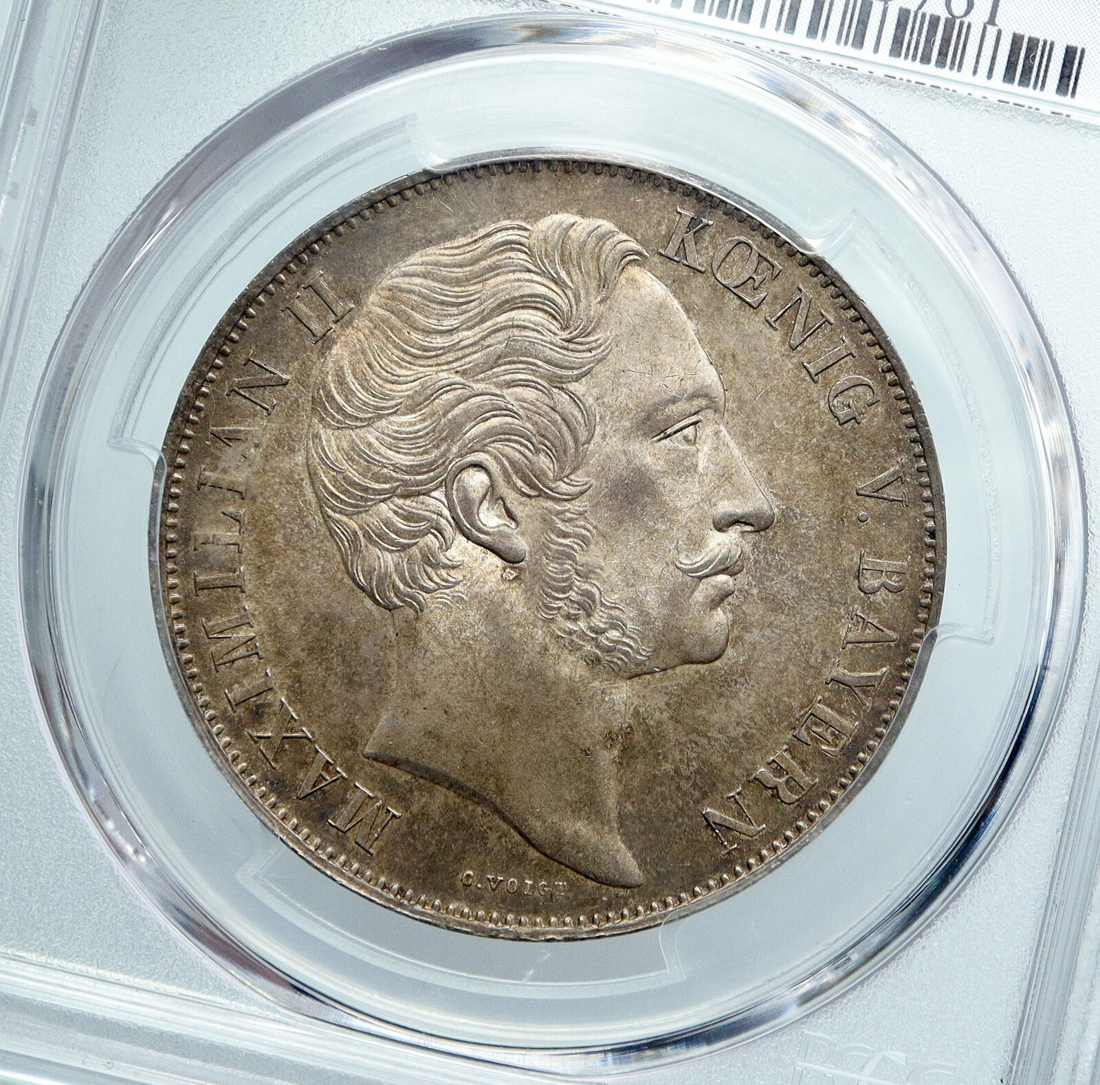 1855 GERMAN STATES Bavaria Maximilian II ANTIQUE Silver 2Gulden Coin PCGS i88868