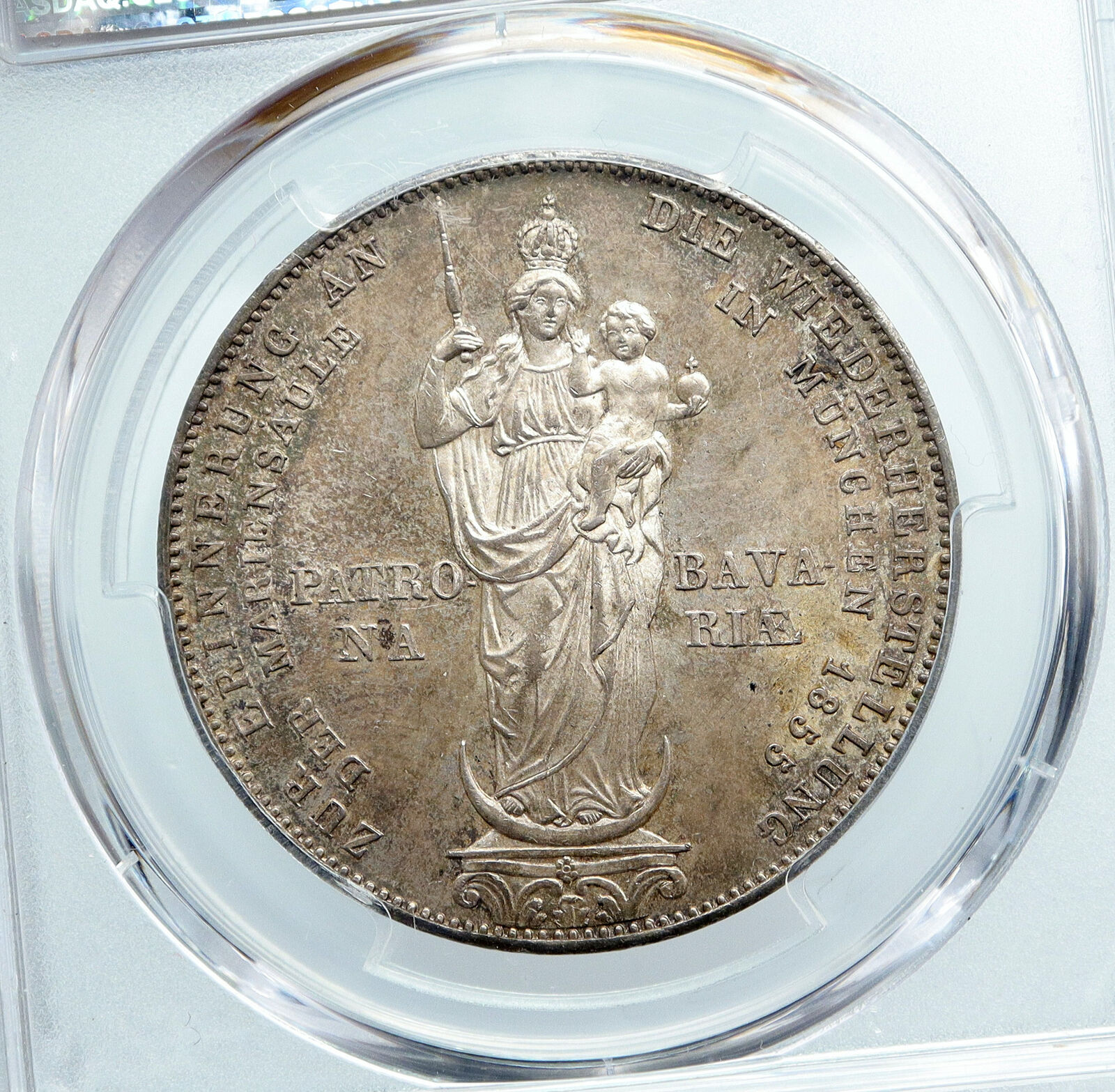 1855 GERMAN STATES Bavaria Maximilian II ANTIQUE Silver 2Gulden Coin PCGS i88868