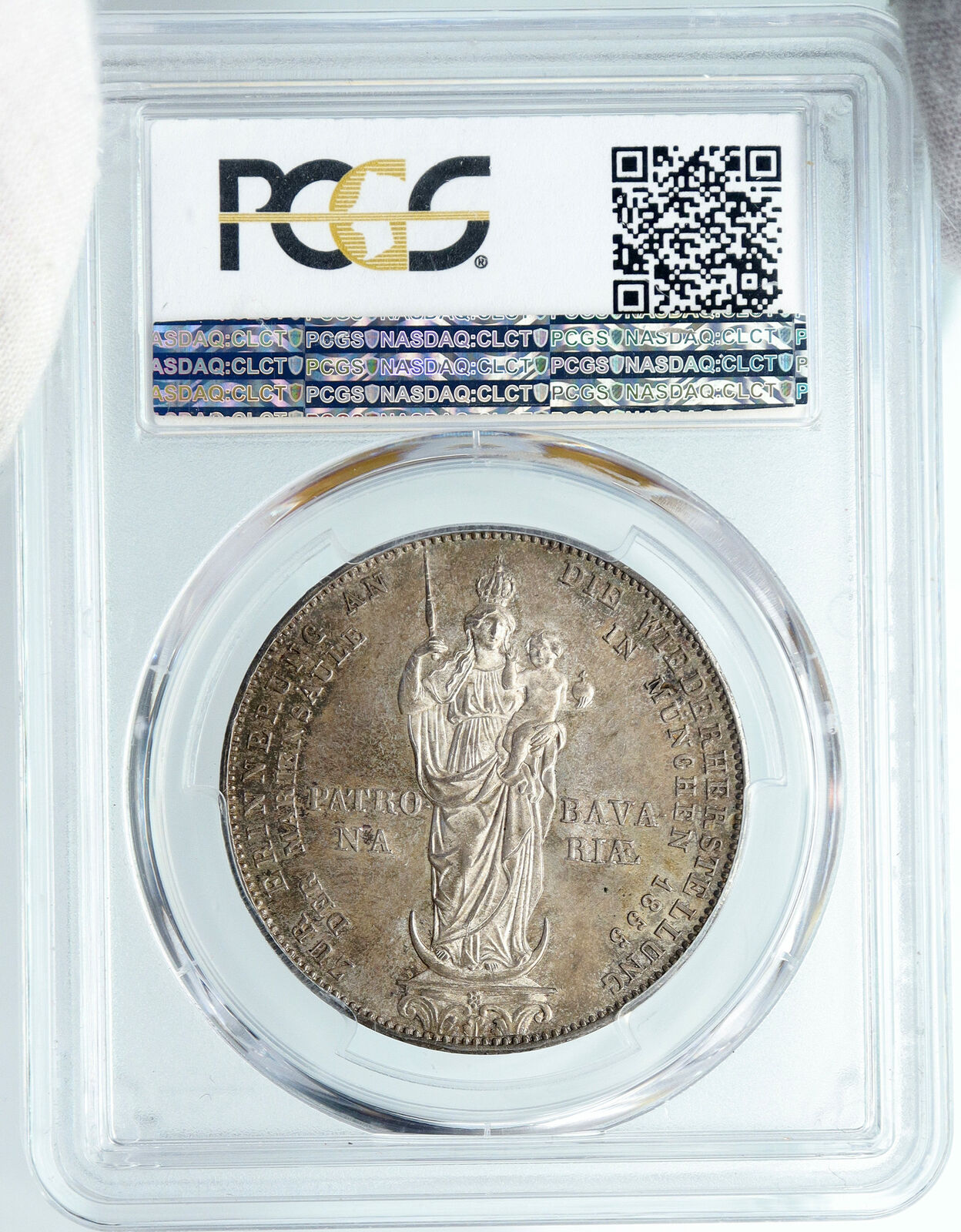 1855 GERMAN STATES Bavaria Maximilian II ANTIQUE Silver 2Gulden Coin PCGS i88868