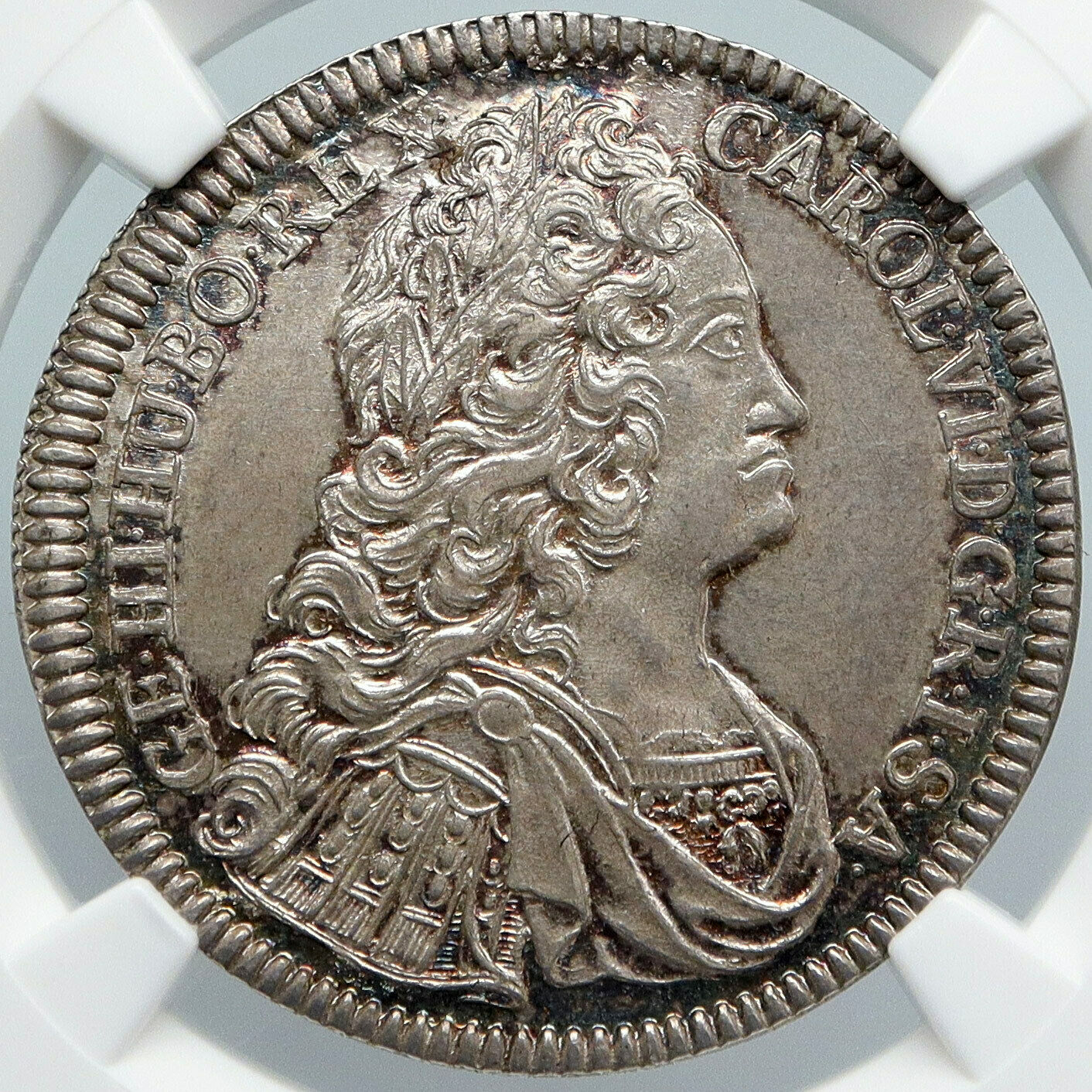 1734 AUSTRIA Holy Roman Empire CHARLES VI AUSTRIAN Silver 1/4 Th Coin NGC i88875