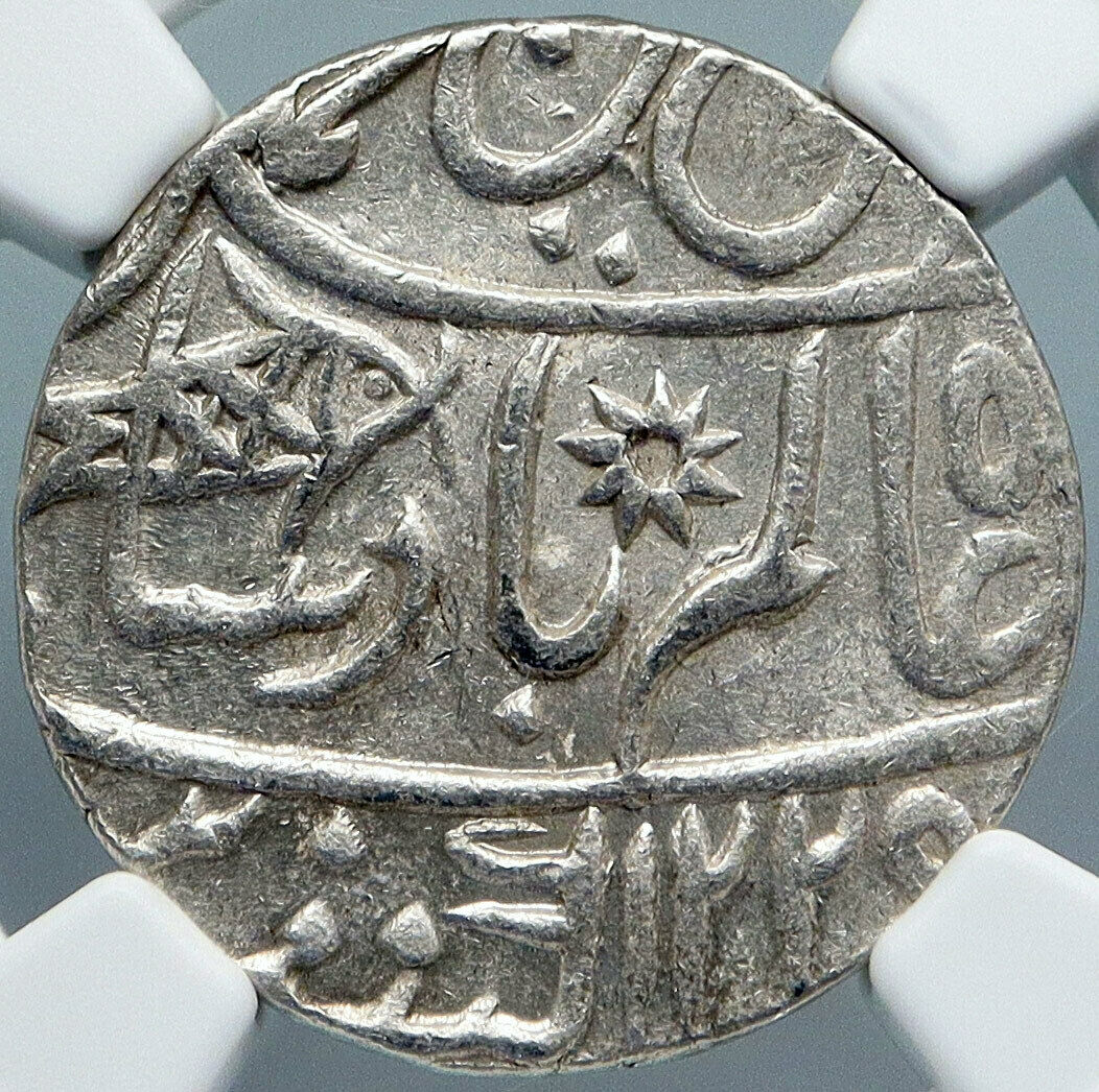 1749 (FE 1229) INDIA BRITISH Bombay Presidency OLD Silver RUPEE Coin NGC i88863