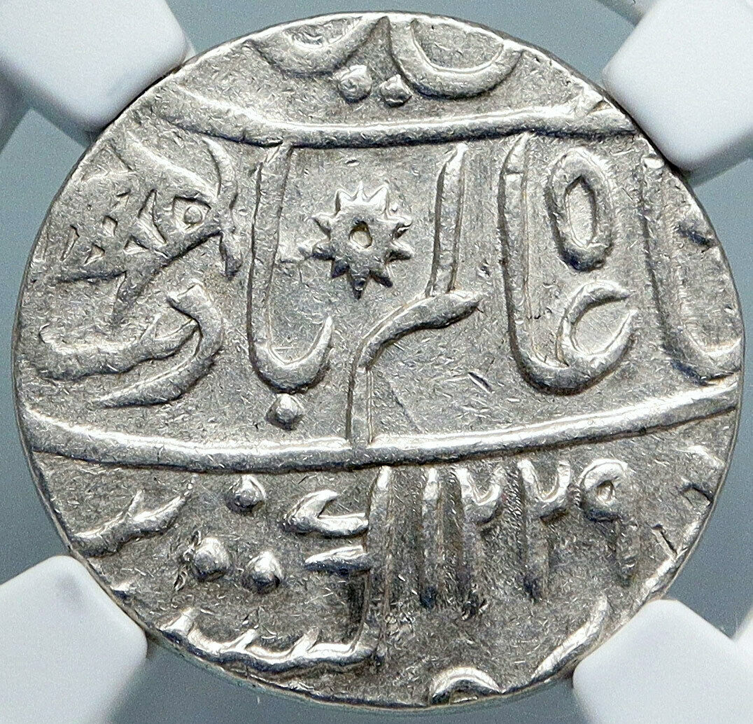 1749 (FE 1229) INDIA BRITISH Bombay Presidency OLD Silver RUPEE Coin NGC i88861