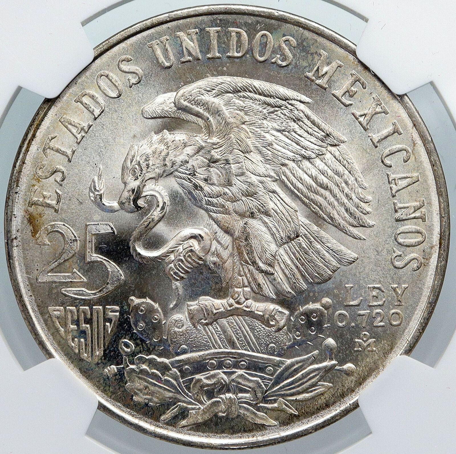 1968 Mexico XIX Olympic Games AZTEC Ball Player 25 Pesos Silver Coin NGC i88913