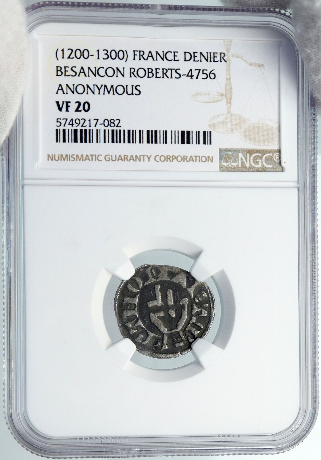 1200AD FRANCE Archbishopric BESANCON Old Silver Denier Medieval NGC Coin i88923