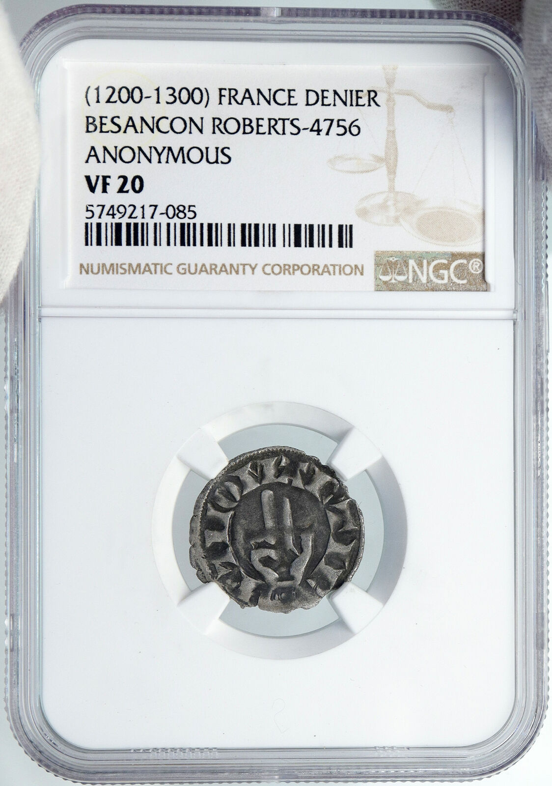 1200AD FRANCE Archbishopric BESANCON Old Silver Denier Medieval NGC Coin i88926