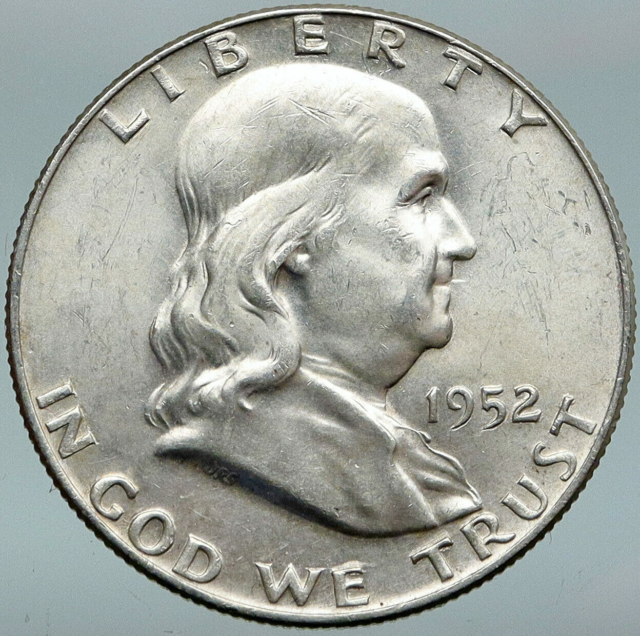 1952 USA Benjamin Franklin w LIBERTY BELL Vintage Silver Half Dollar Coin i88282