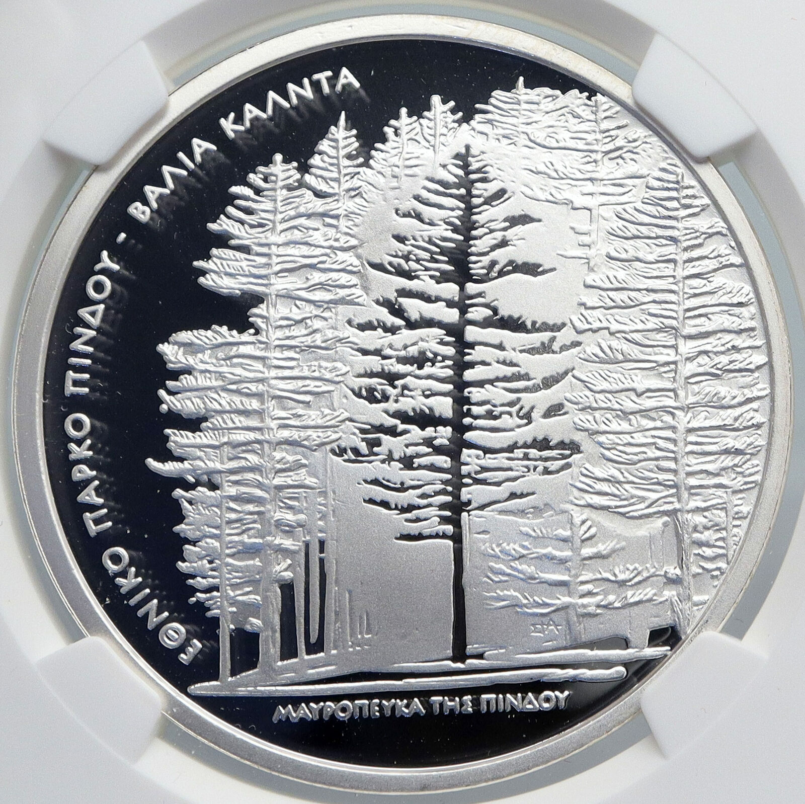 2007 GREECE National Park VALIA KALDA Tree Pidnos Silver 10 Euro Coin NGC i88919