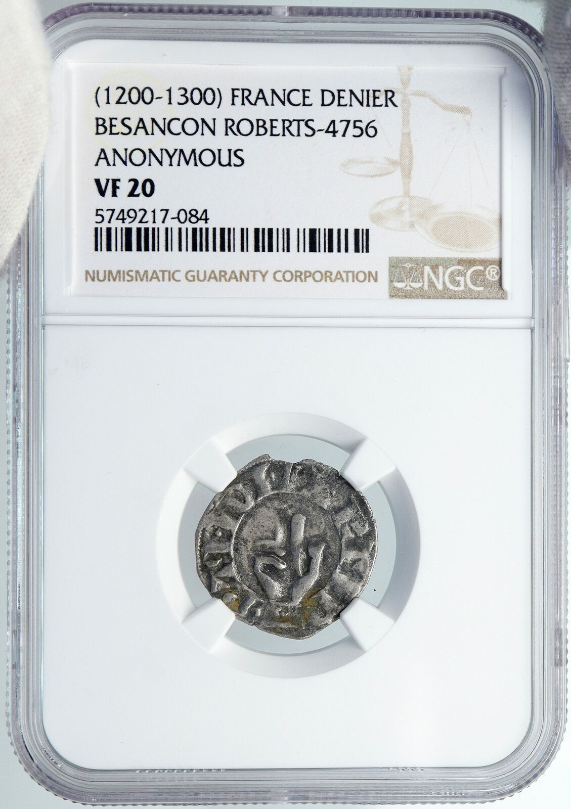 1200AD FRANCE Archbishopric BESANCON Old Silver Denier Medieval NGC Coin i88925