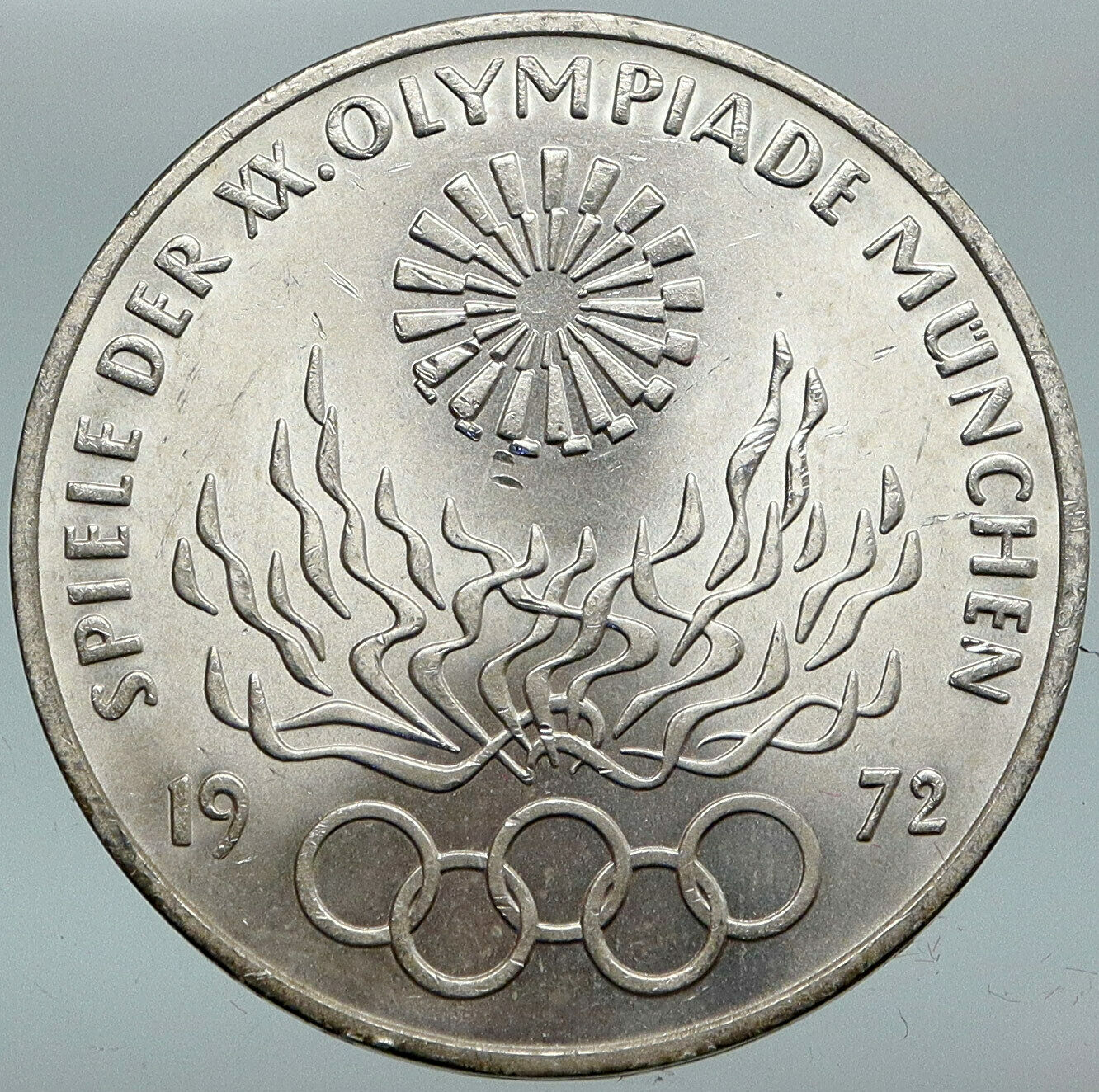 1972 Germany Munich Summer Olympic Antique Vintage Silver 10 Mark Coin i88276