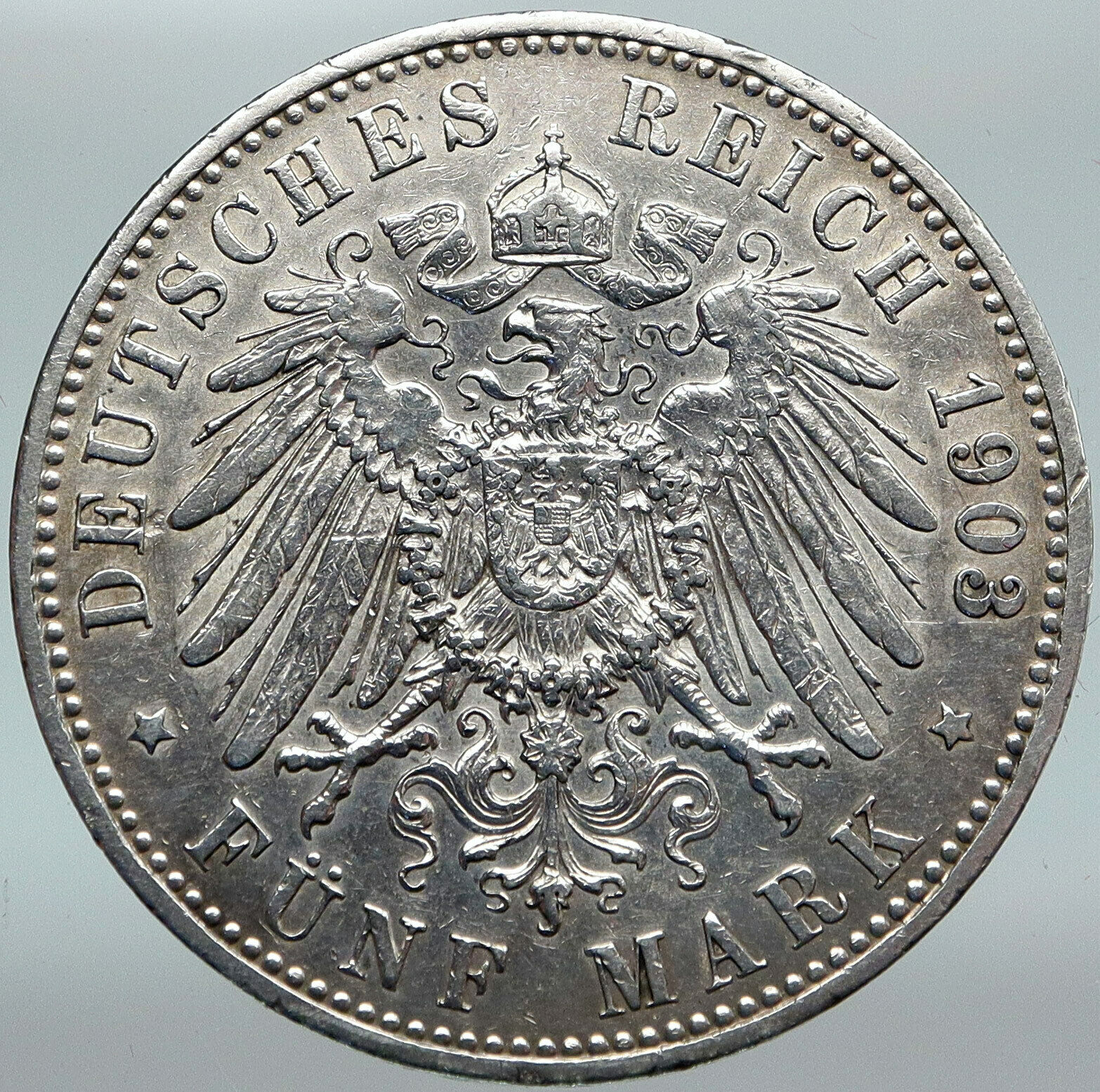 1903 GERMANY GERMAN STATES PRUSSIA WILHELM II Genuine Silver 5 Mark Coin i88272