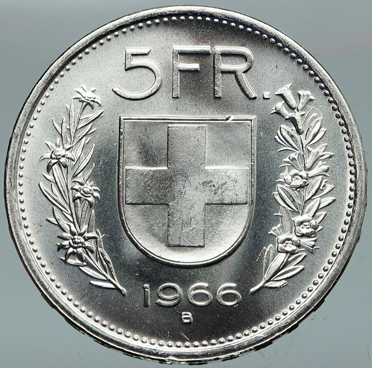 1966 B Switzerland Founding HERO WILLIAM TELL 5 Francs Silver Swiss Coin i88274