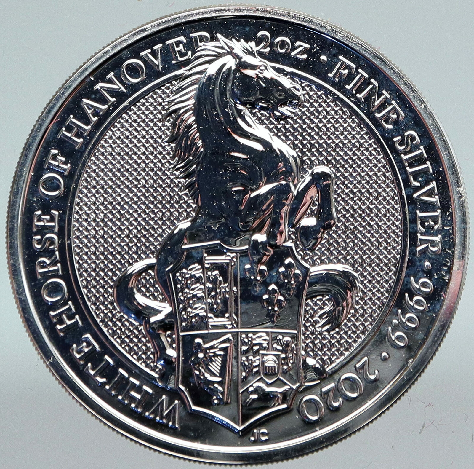 2020 UK Great Britain QUEEN ELIZABETH II Horse BEASTS Silver 2 OZ Coin i88277